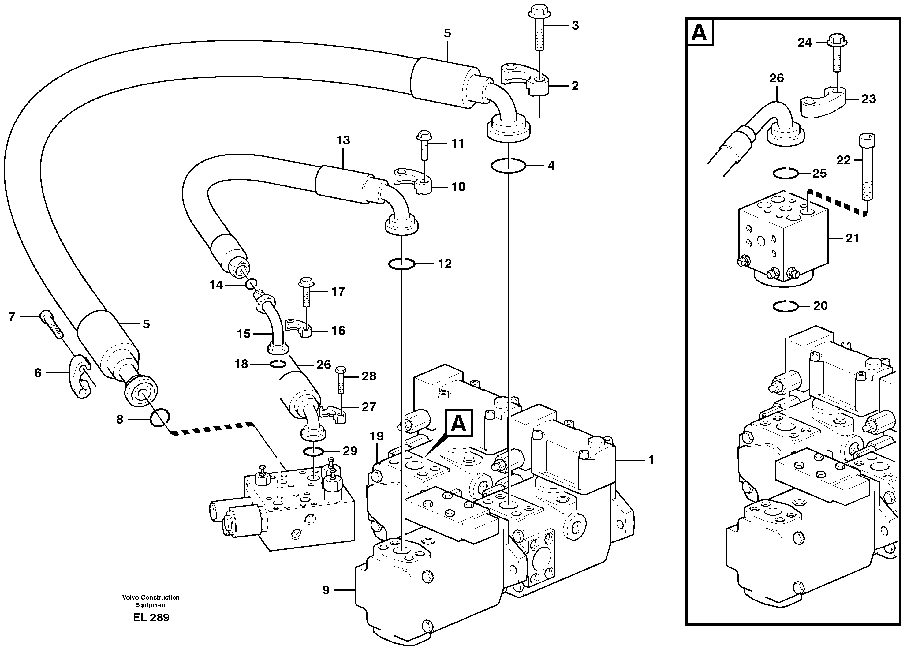 Схема запчастей Volvo L150E - 66192 Feed line, pump - central block L150E S/N 6005 - 7549 S/N 63001 - 63085