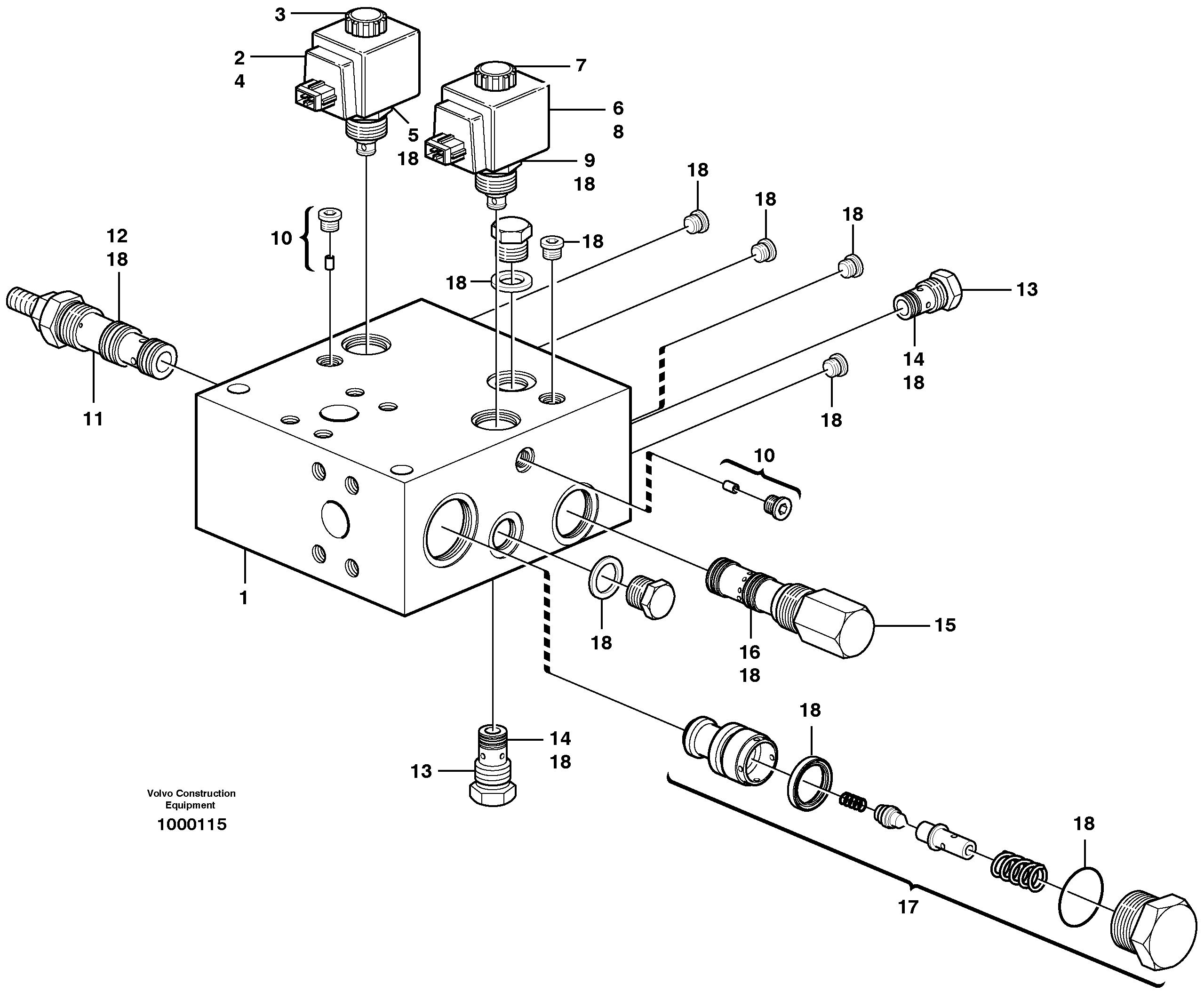 Схема запчастей Volvo L150E - 84608 Relief valve L150E S/N 8001 -