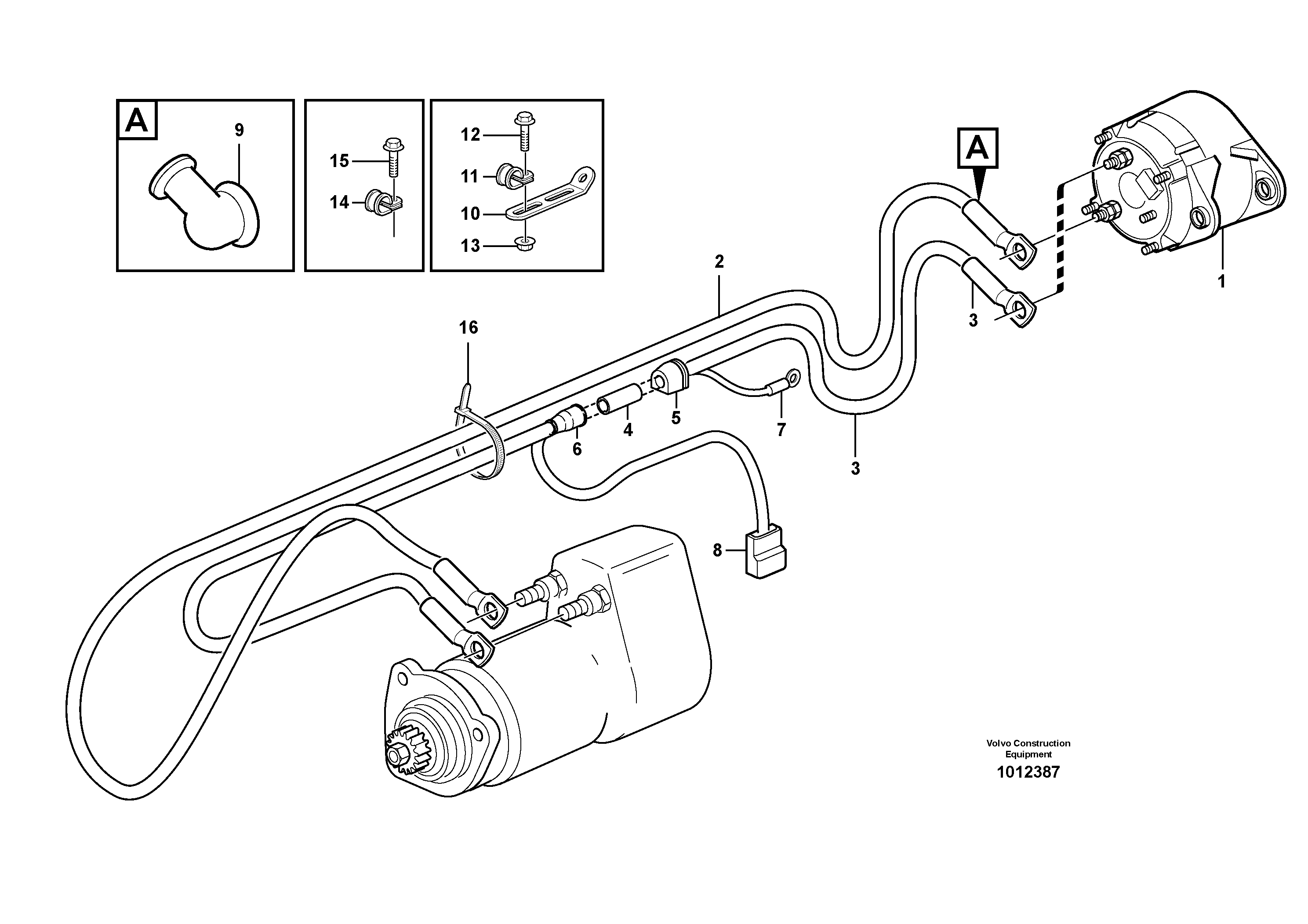 Схема запчастей Volvo L150E - 22757 Cable harness, alternator L150E S/N 8001 -