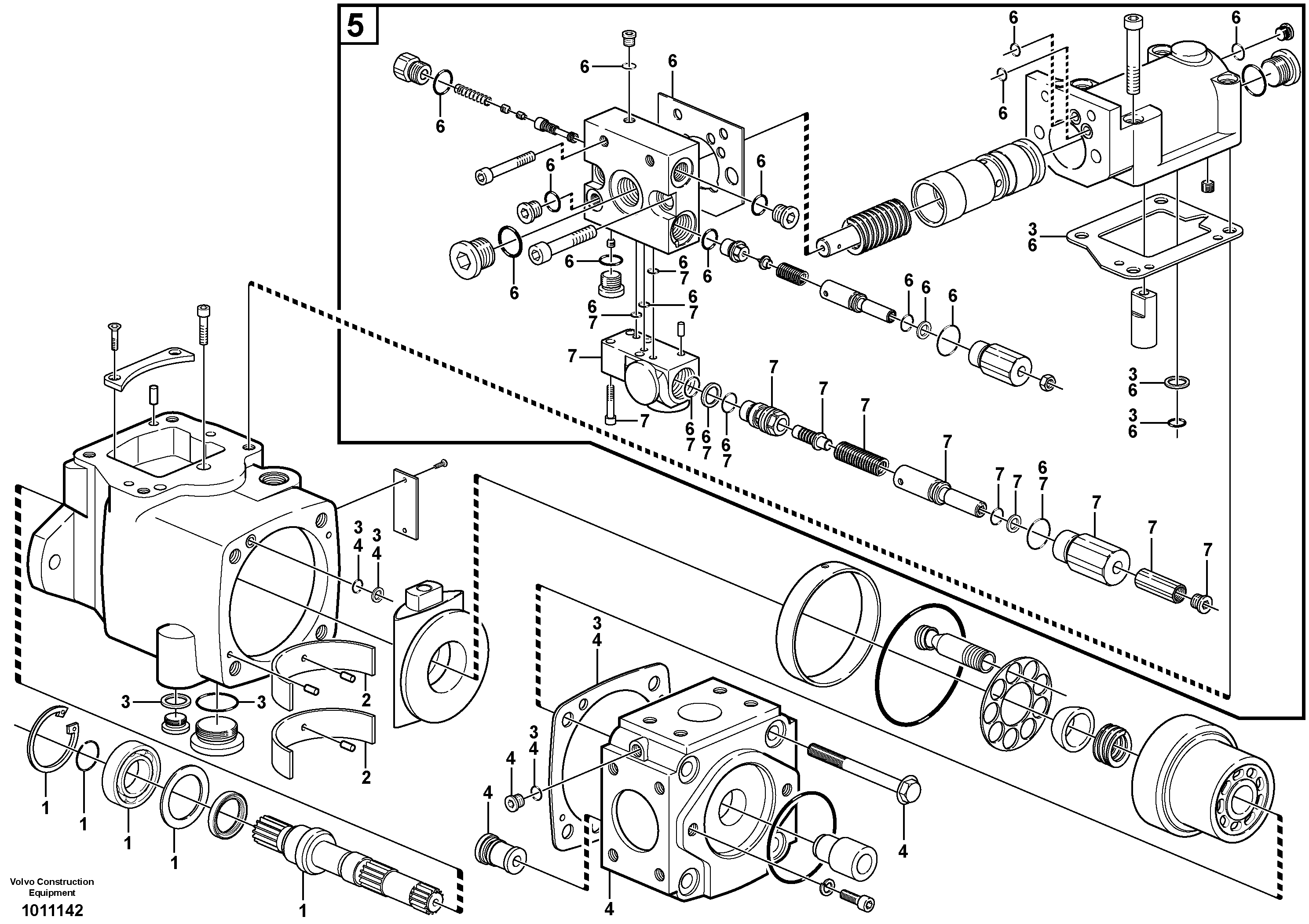 Схема запчастей Volvo L150E - 57226 Гидронасос (основной насос) L150E S/N 6005 - 7549 S/N 63001 - 63085