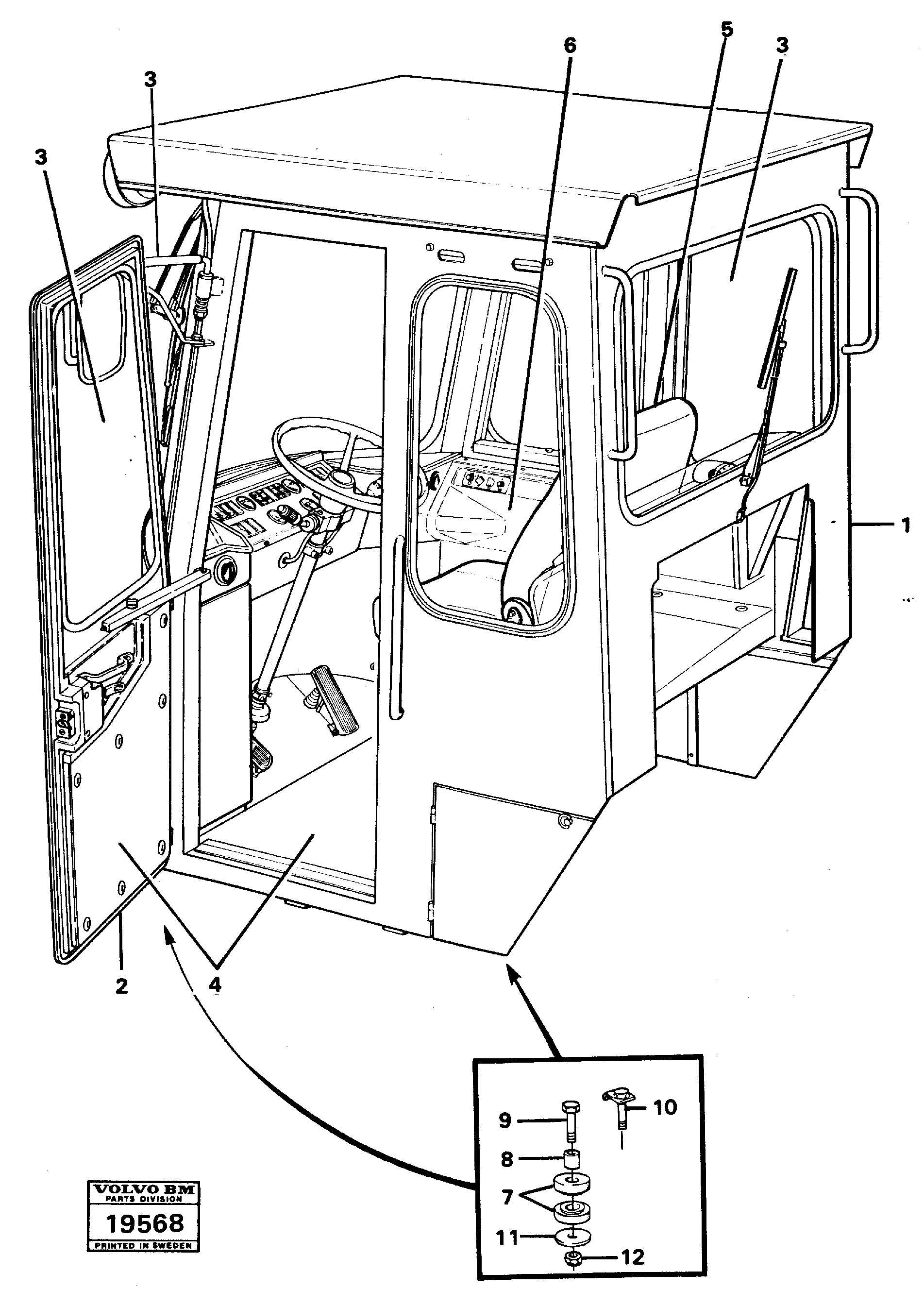 Схема запчастей Volvo L50 - 29601 Drivers cab L50 L50 S/N -6400/-60300 USA