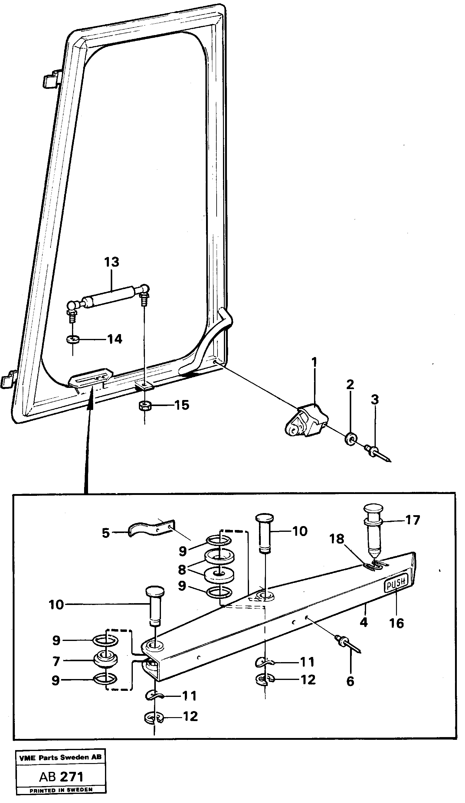 Схема запчастей Volvo L50 - 8738 Lock and handle L50 L50 S/N 6401- / 60301- USA