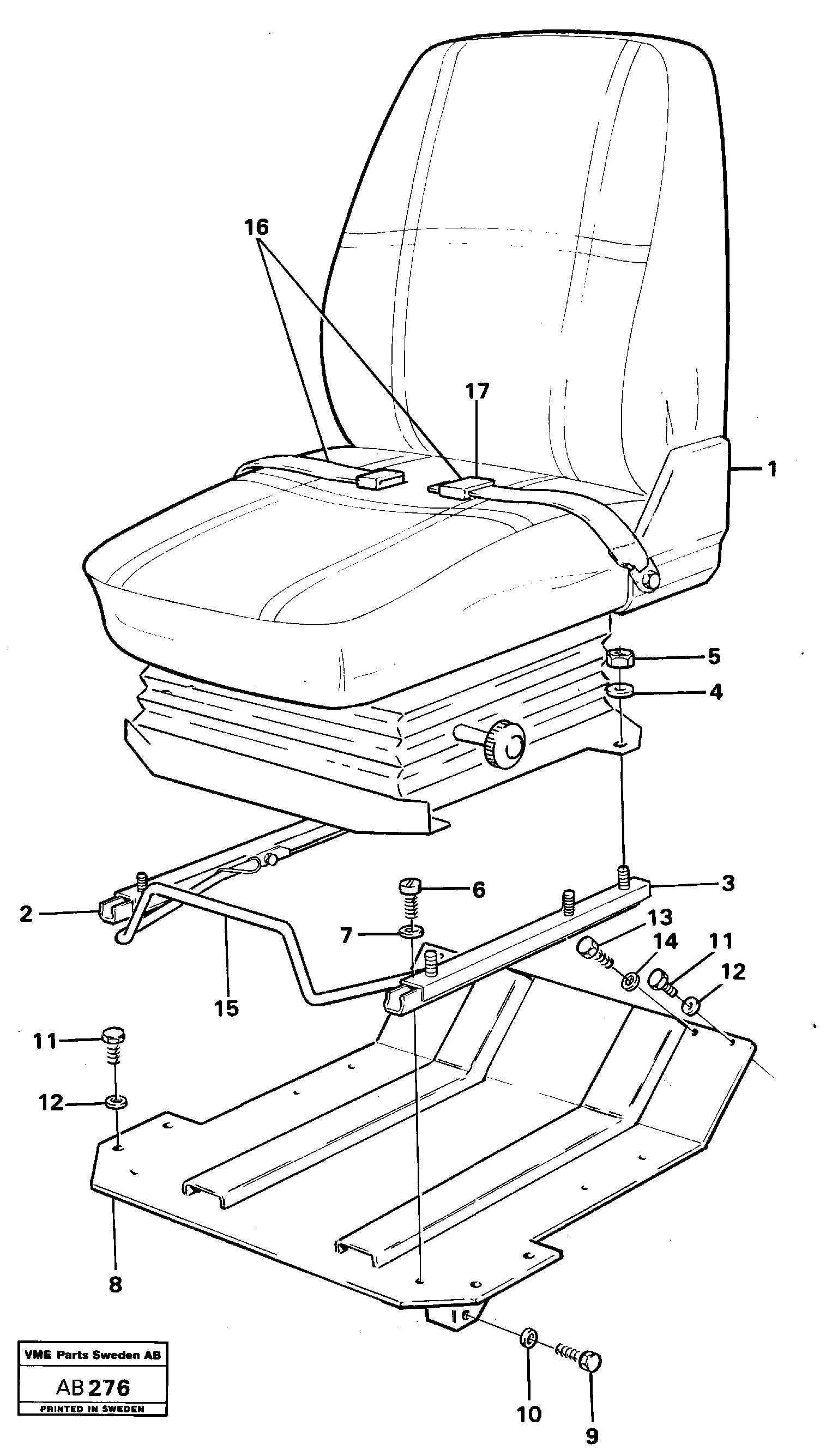 Схема запчастей Volvo L50 - 41227 Operator seat with fitting parts L50 L50 S/N 6401- / 60301- USA