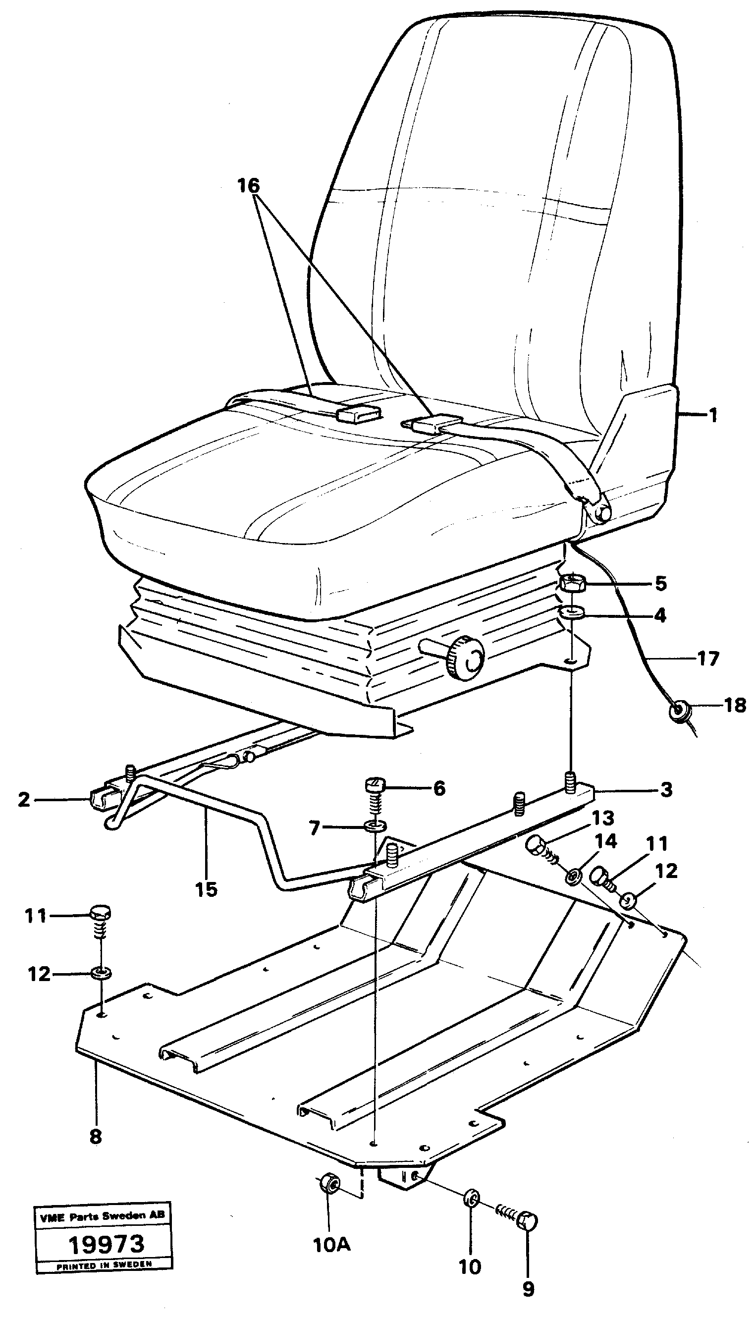 Схема запчастей Volvo L50 - 36643 Operator seat with fitting parts L50 L50 S/N -6400/-60300 USA