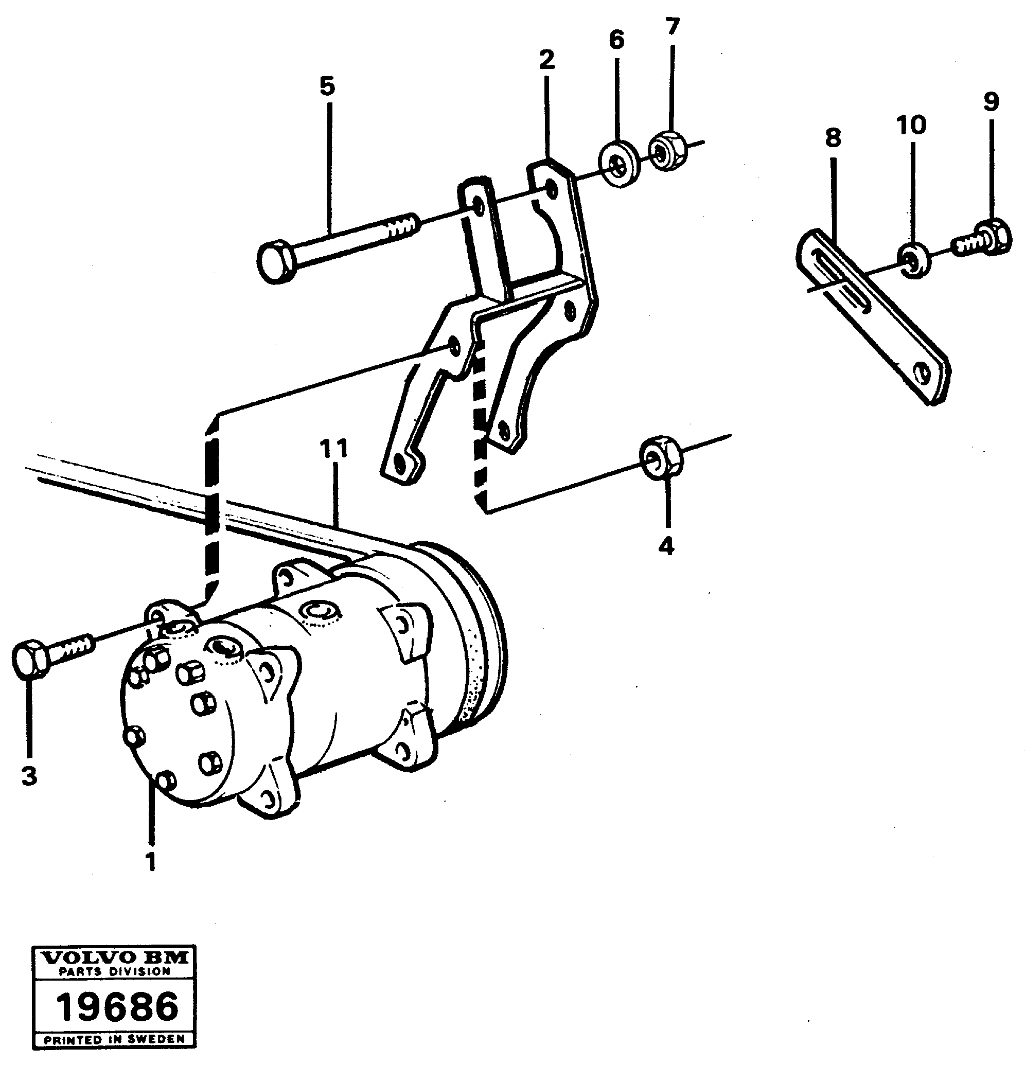 Схема запчастей Volvo L50 - 20480 Air compressor with fitting parts L50 L50 S/N -6400/-60300 USA