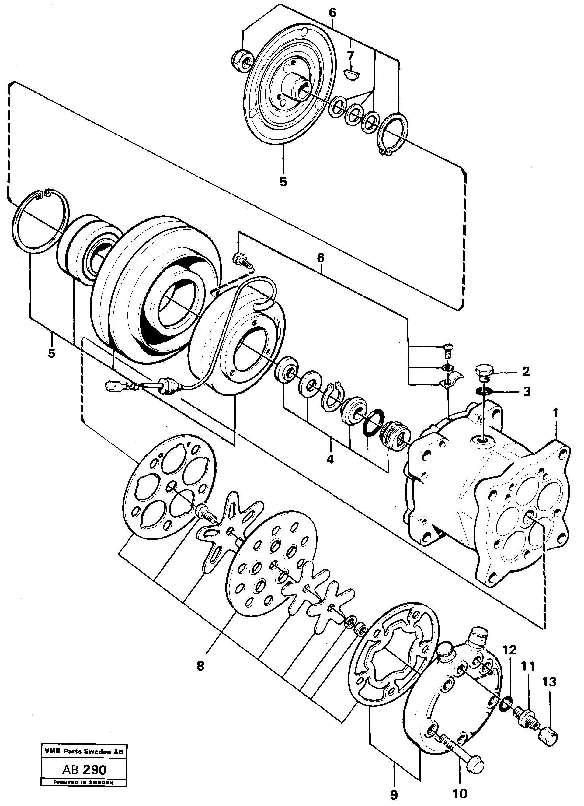 Схема запчастей Volvo L50 - 48009 Air compressor L50 L50 S/N 6401- / 60301- USA