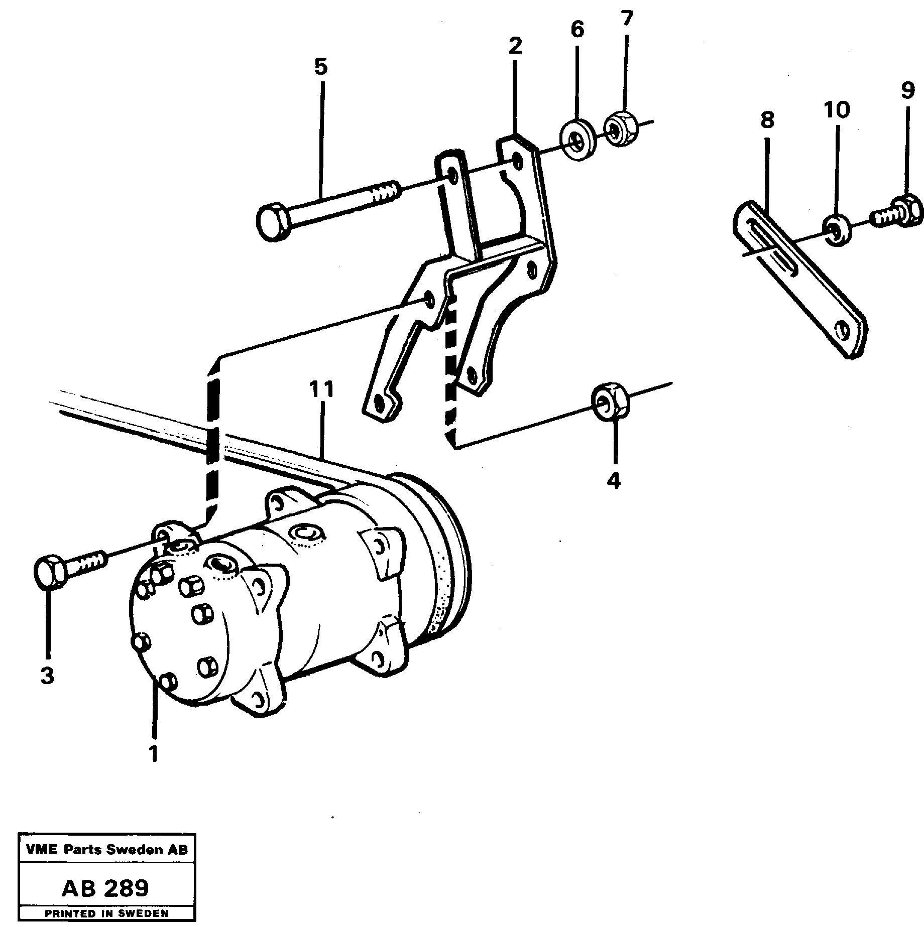 Схема запчастей Volvo L50 - 9947 Air-compressor with fitting parts L50 L50 S/N 6401- / 60301- USA