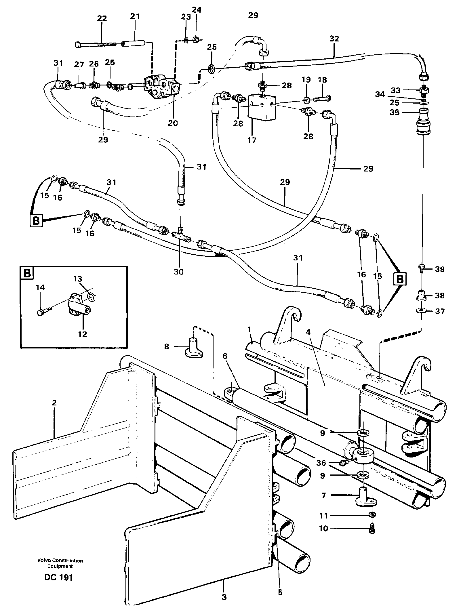 Схема запчастей Volvo L50 - 40483 Hydraulic bale clamp ATTACHMENTS ATTACHMENTS WHEEL LOADERS GEN. - C