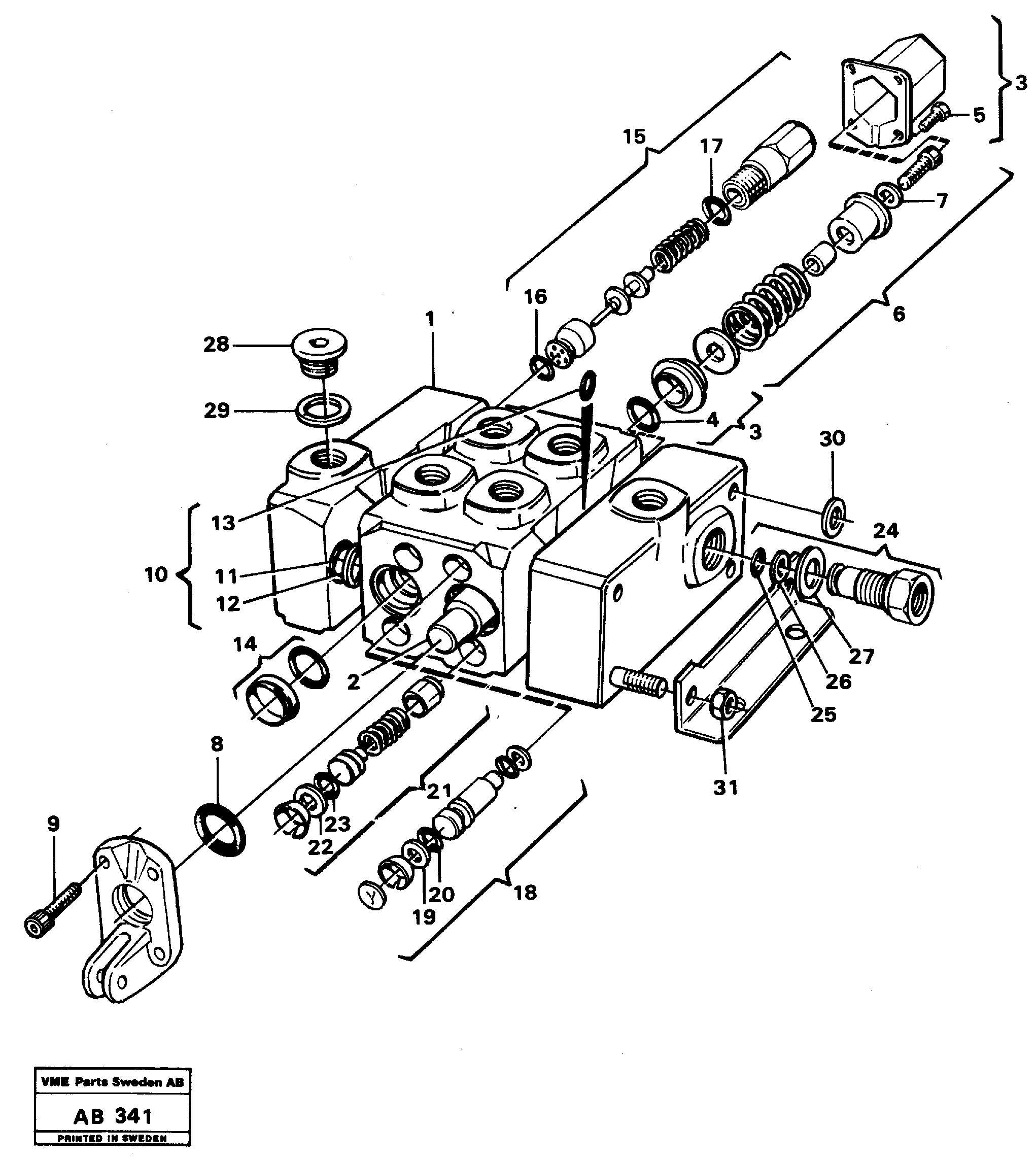 Схема запчастей Volvo L50 - 2114 Hydraulic valve L50 L50 S/N 6401- / 60301- USA