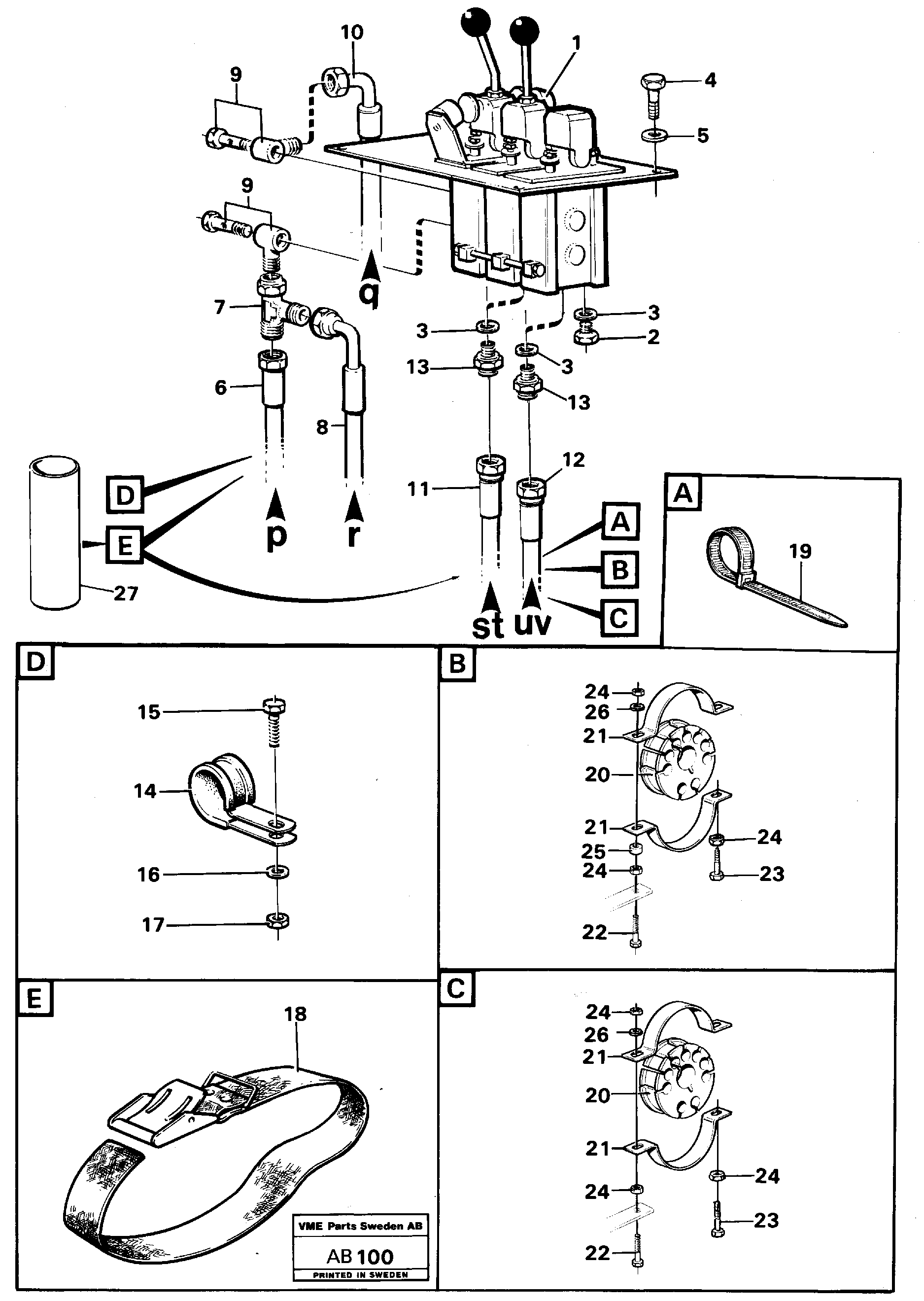 Схема запчастей Volvo L50 - 24032 Servosystem: pump - servo valve - Control Valve L50 L50 S/N 6401- / 60301- USA