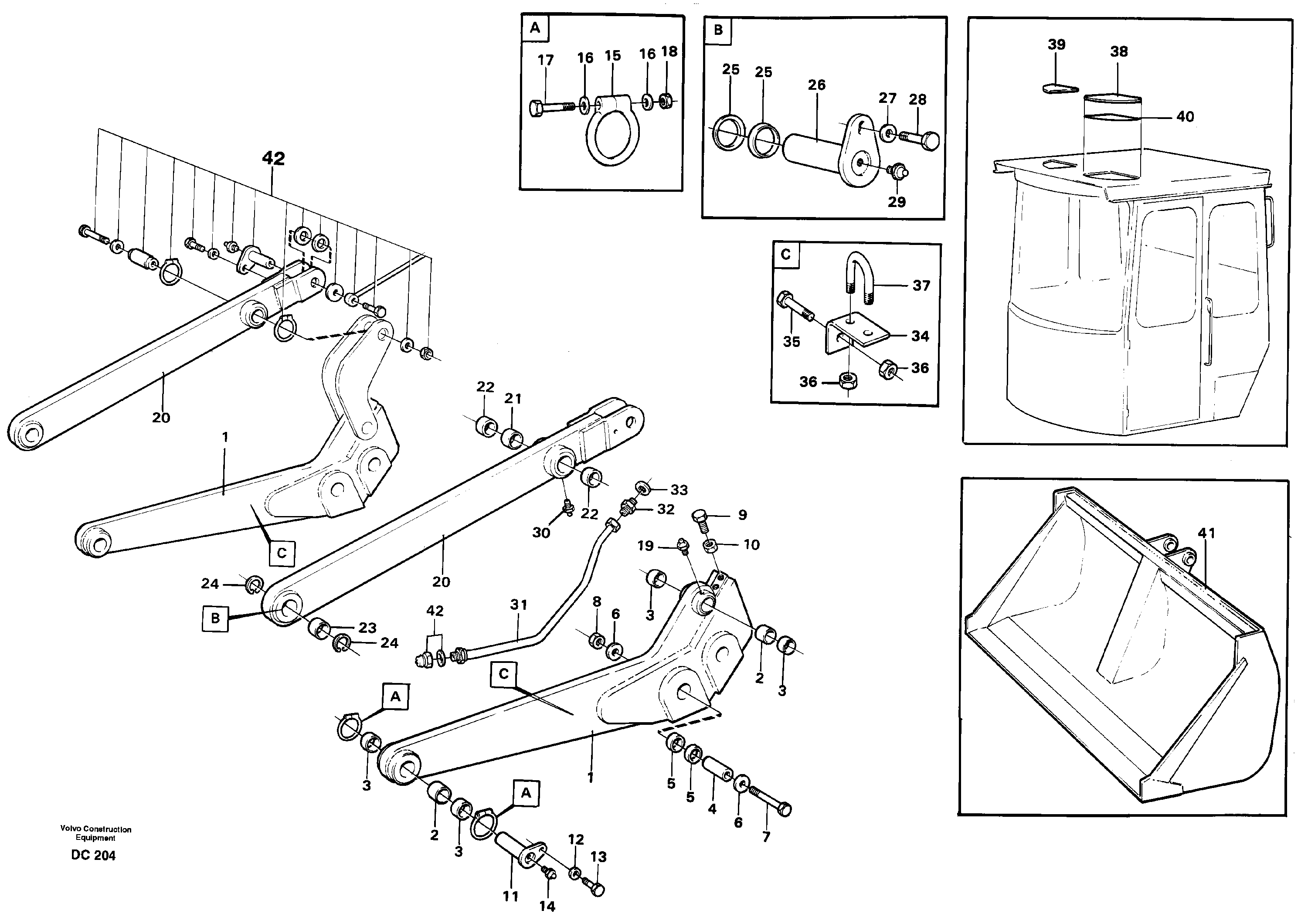 Схема запчастей Volvo L50 - 35829 Long boom kit ATTACHMENTS ATTACHMENTS WHEEL LOADERS GEN. - C