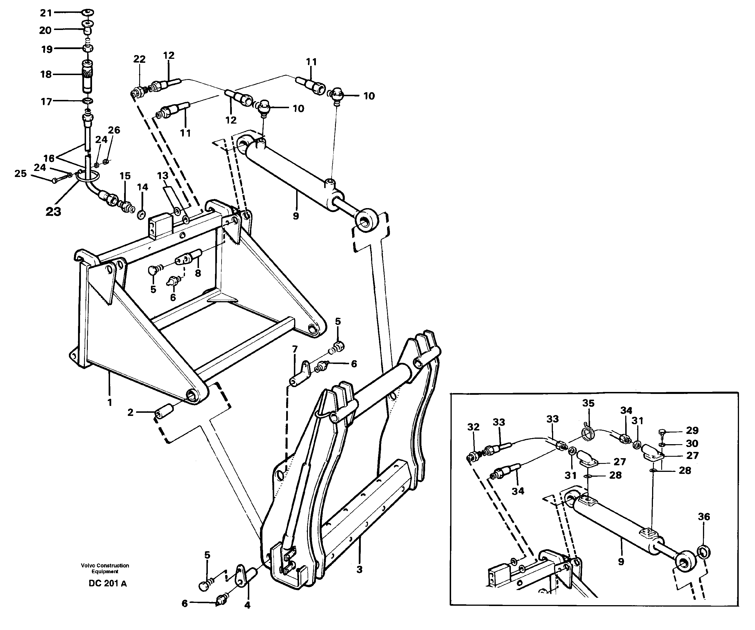 Схема запчастей Volvo L50 - 40092 Hydraulically-operated jib extension ATTACHMENTS ATTACHMENTS WHEEL LOADERS GEN. - C