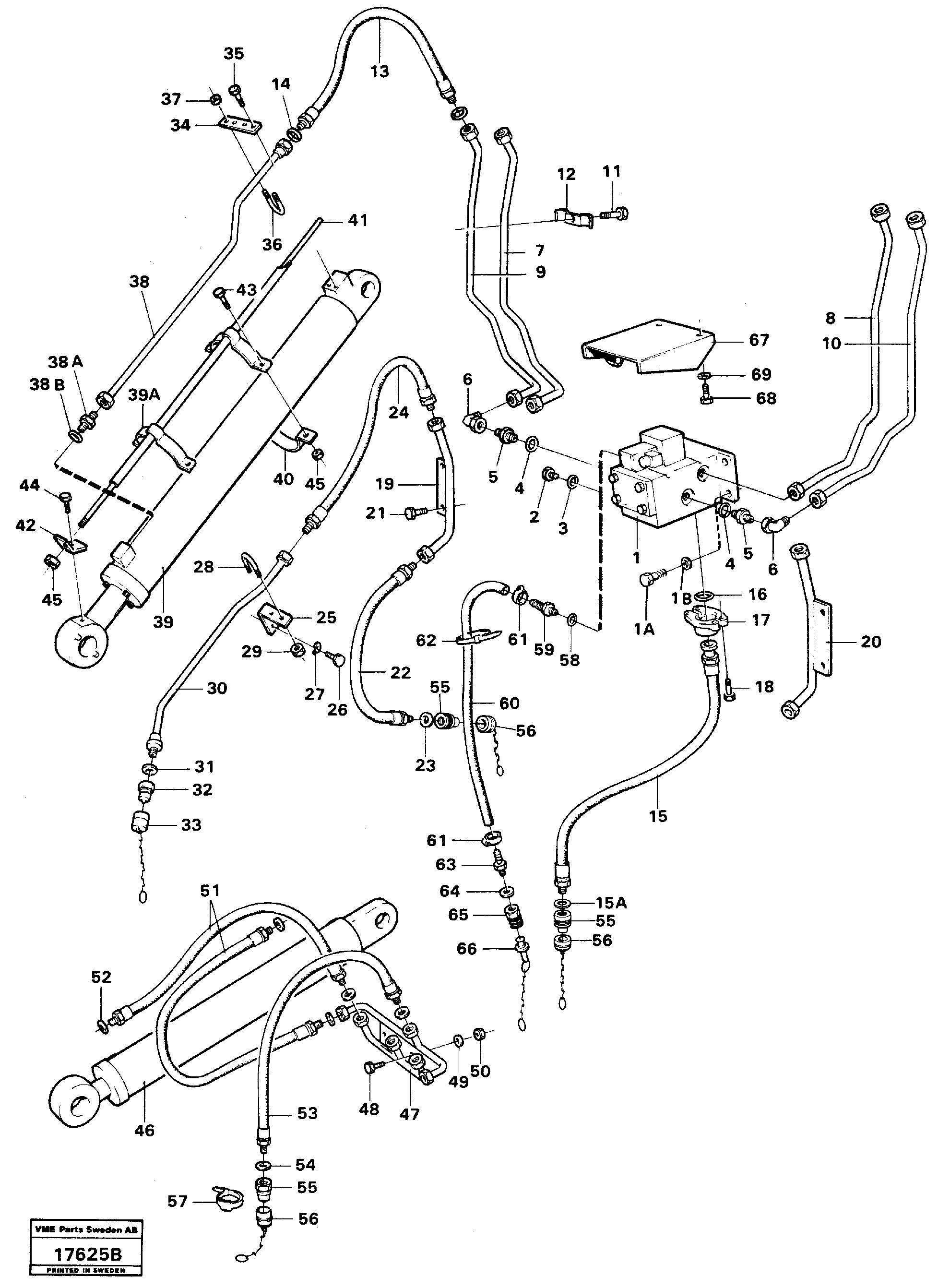 Схема запчастей Volvo L50 - 43650 Hydraulic system, front L50 L50 S/N -6400/-60300 USA