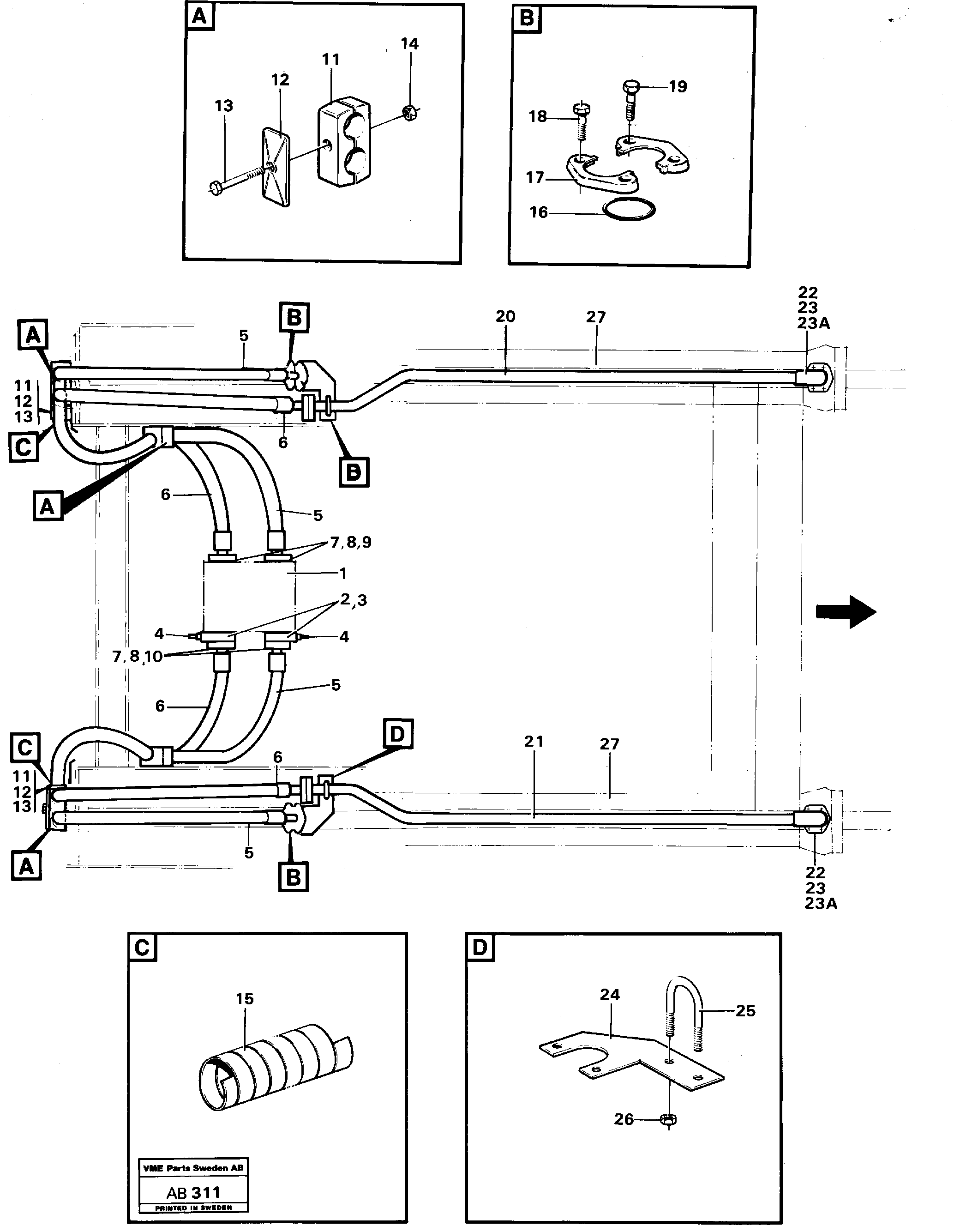 Схема запчастей Volvo L50 - 91963 Tilting system L50 L50 S/N 6401- / 60301- USA