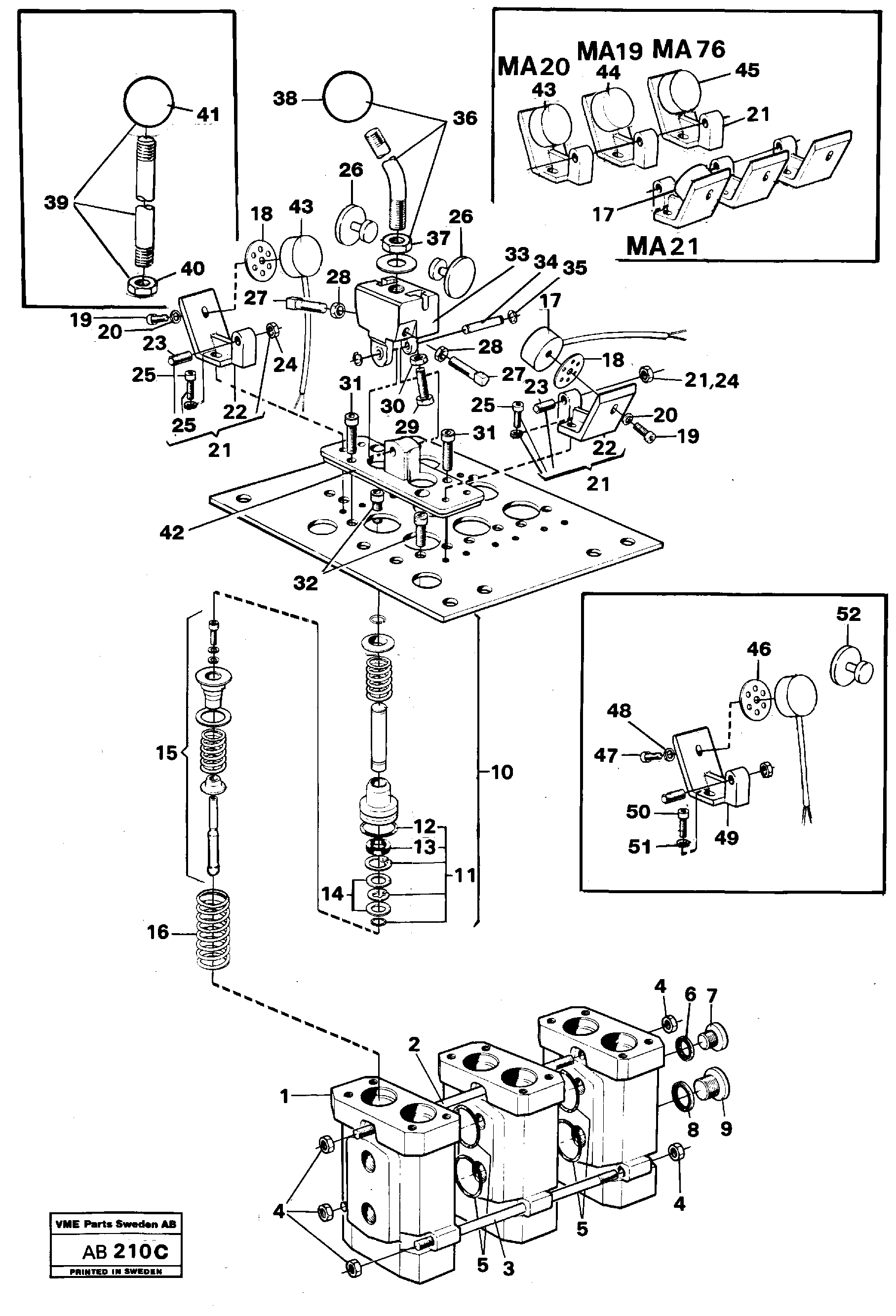 Схема запчастей Volvo L50 - 98051 Servo-system servo valve L50 L50 S/N 6401- / 60301- USA