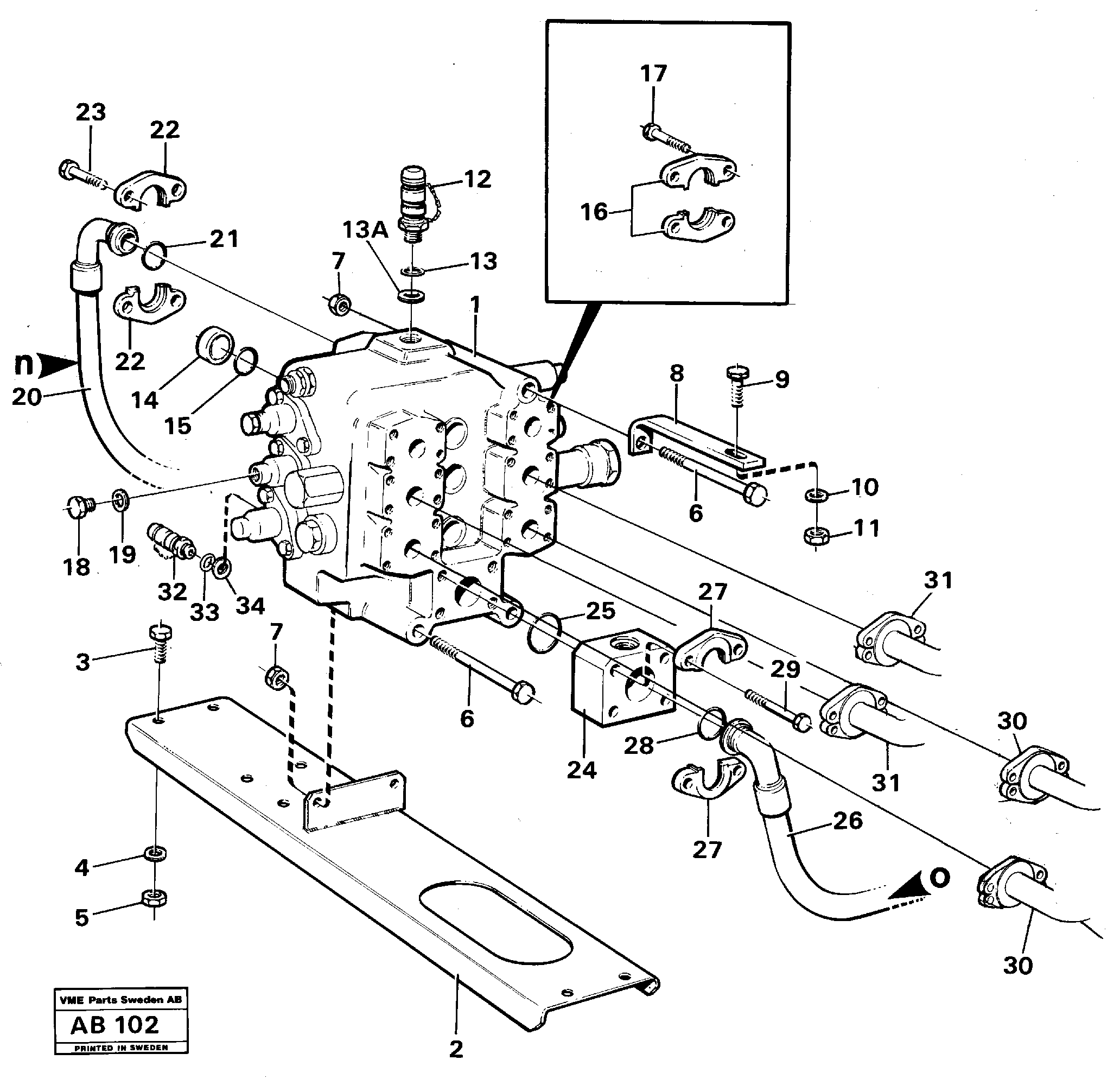 Схема запчастей Volvo L50 - 98691 Control valve with fitting parts L50 L50 S/N 6401- / 60301- USA