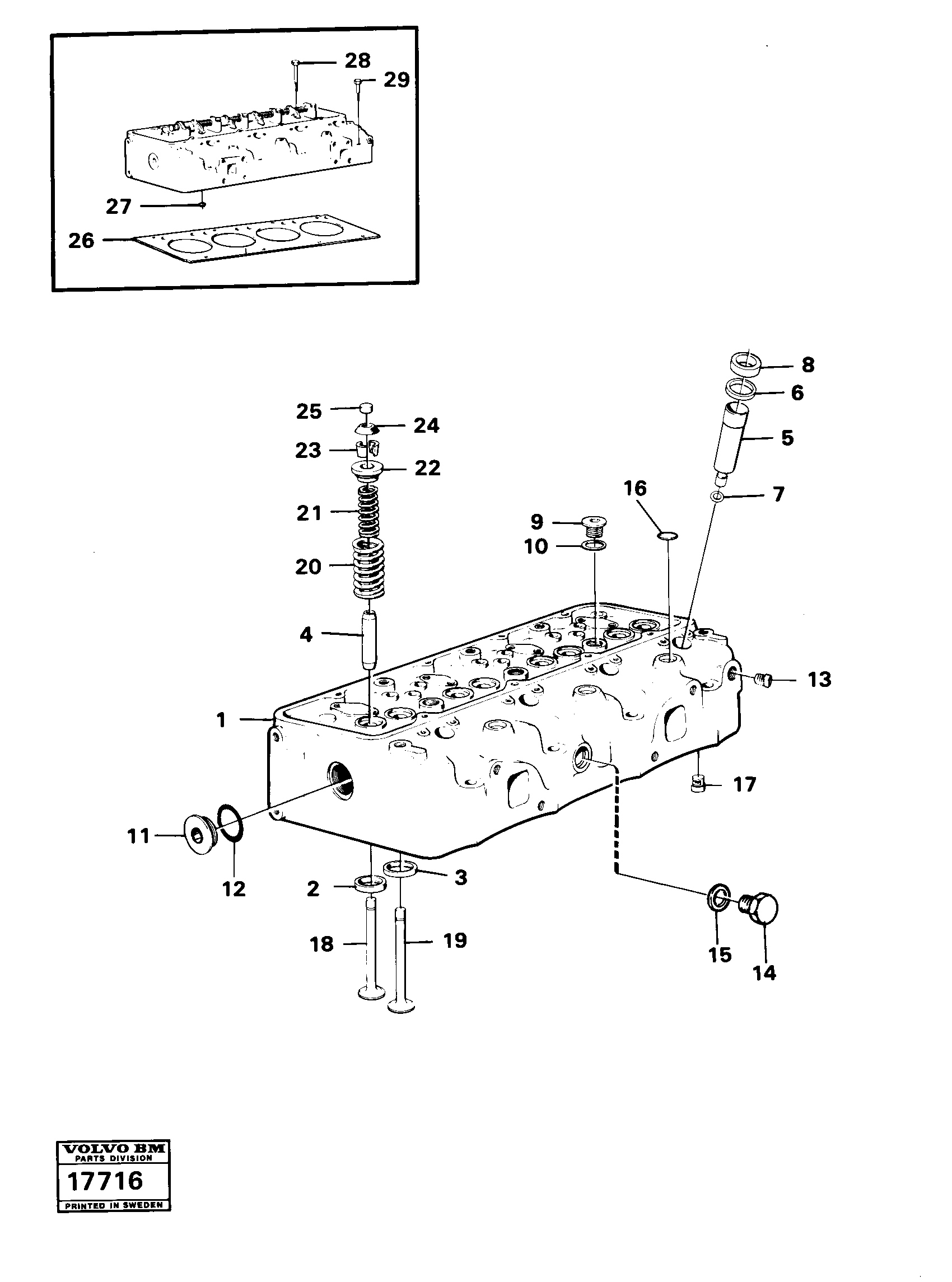 Схема запчастей Volvo L50 - 10436 Головка блока цилиндров L50 L50 S/N -6400/-60300 USA