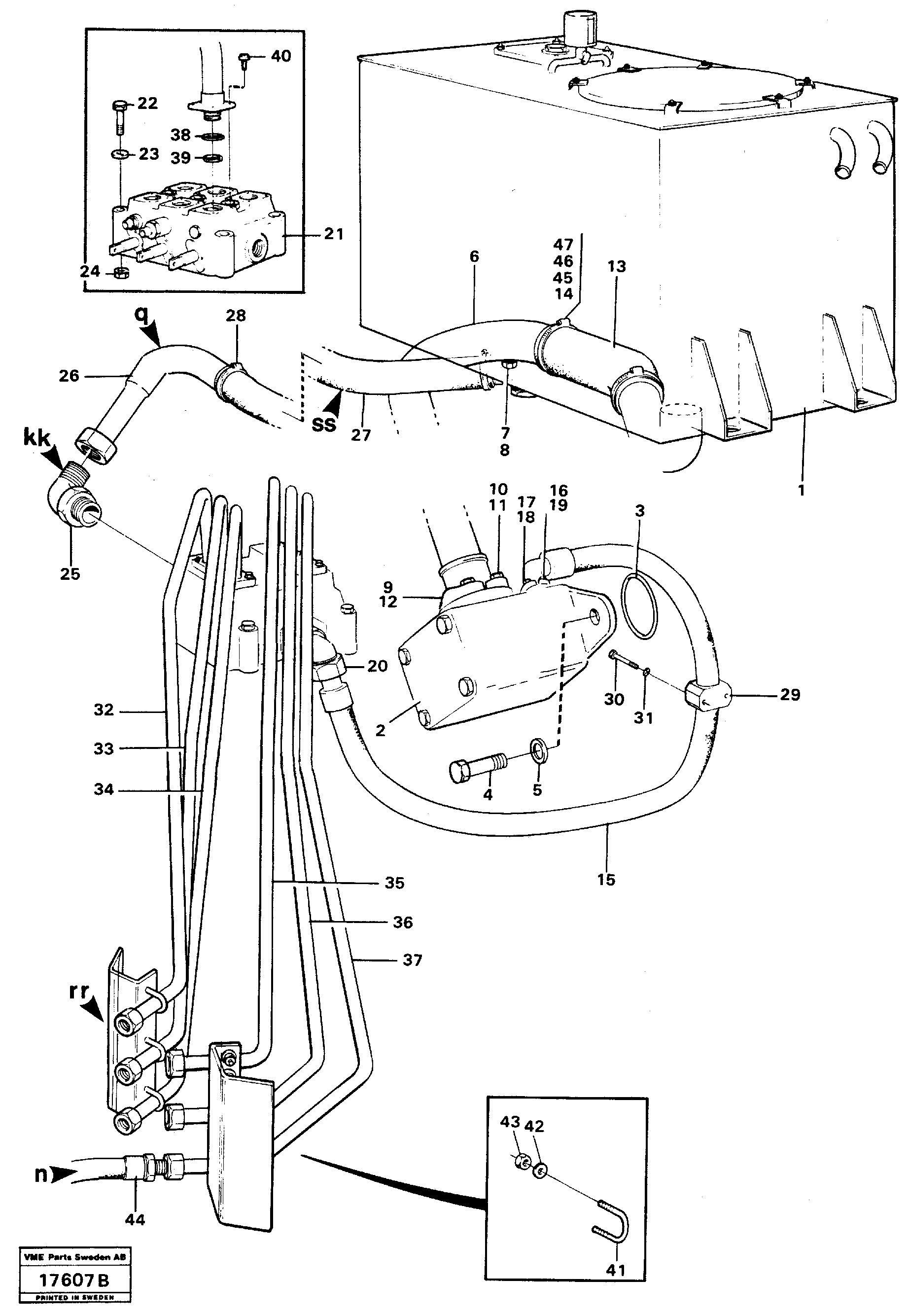 Схема запчастей Volvo L50 - 98354 Hydraulic system, rear L50 L50 S/N -6400/-60300 USA