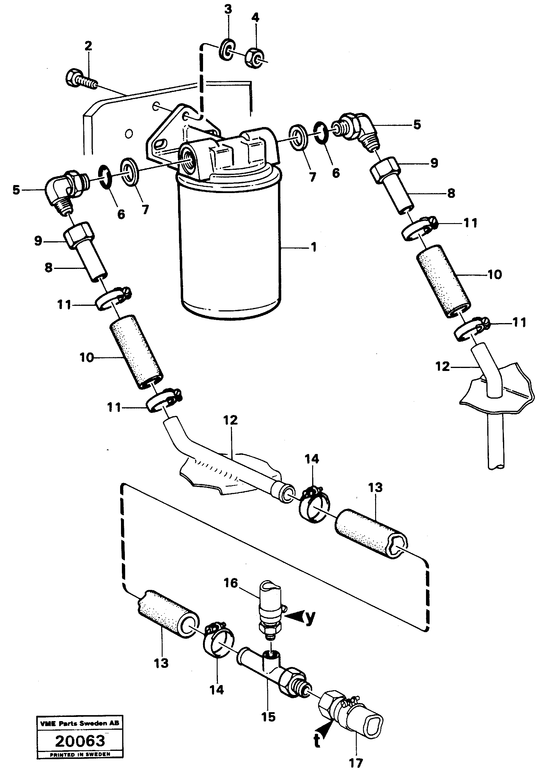 Схема запчастей Volvo L50 - 98564 Oil filter with pipe L50 L50 S/N -6400/-60300 USA