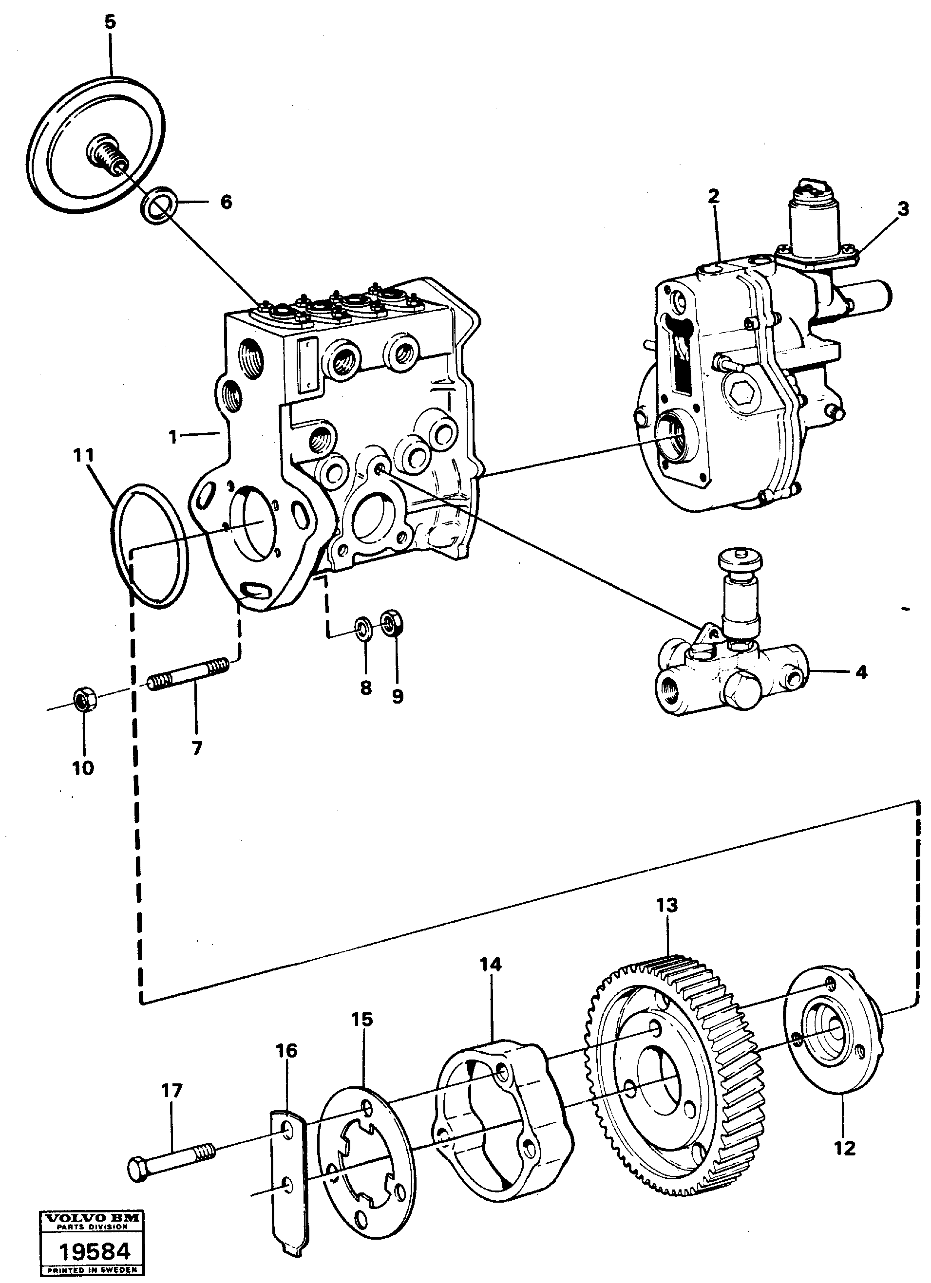 Схема запчастей Volvo L50 - 16690 Fuel injection pump with fitting parts L50 L50 S/N -6400/-60300 USA