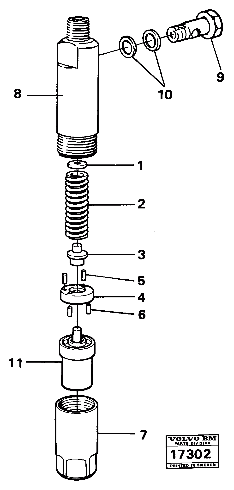 Схема запчастей Volvo L50 - 63332 Форсунка топливная (инжектор) L50 L50 S/N -6400/-60300 USA