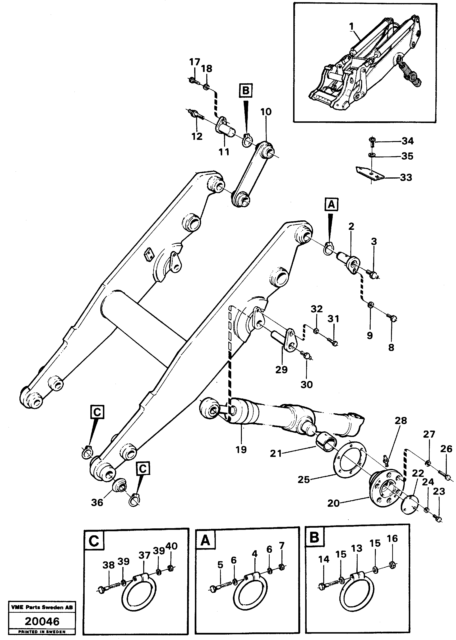 Схема запчастей Volvo L50 - 39564 Loading unit L50 L50 S/N -6400/-60300 USA