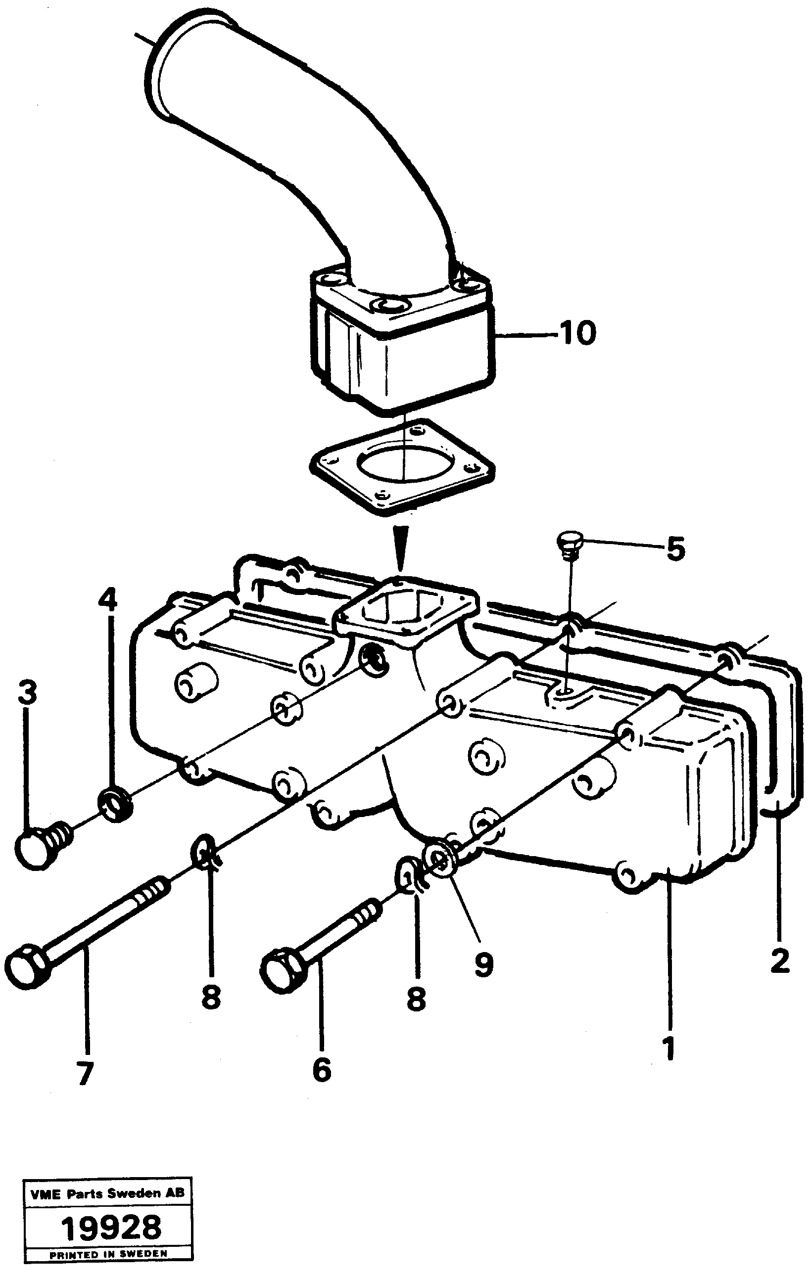 Схема запчастей Volvo L50 - 2880 Inlet manifold L50 L50 S/N -6400/-60300 USA