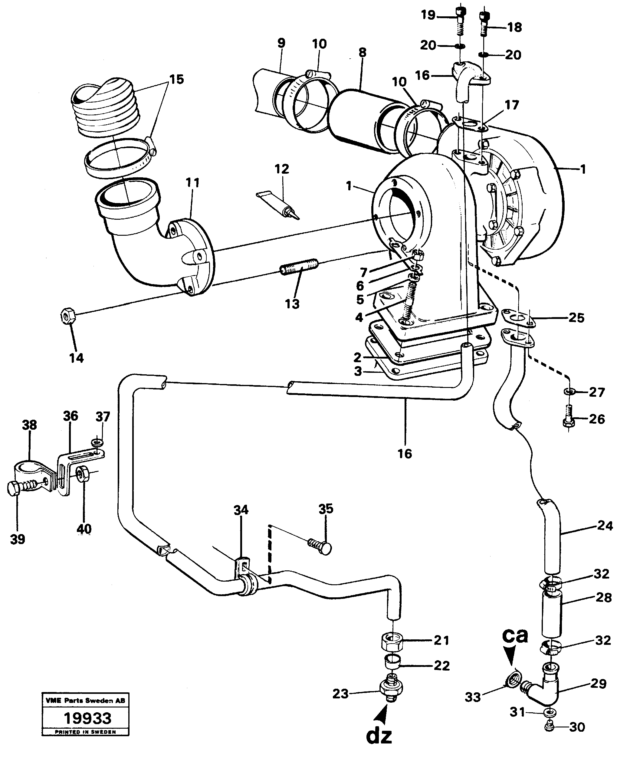 Схема запчастей Volvo L50 - 67523 Turbo compressor with fitting parts L50 L50 S/N -6400/-60300 USA