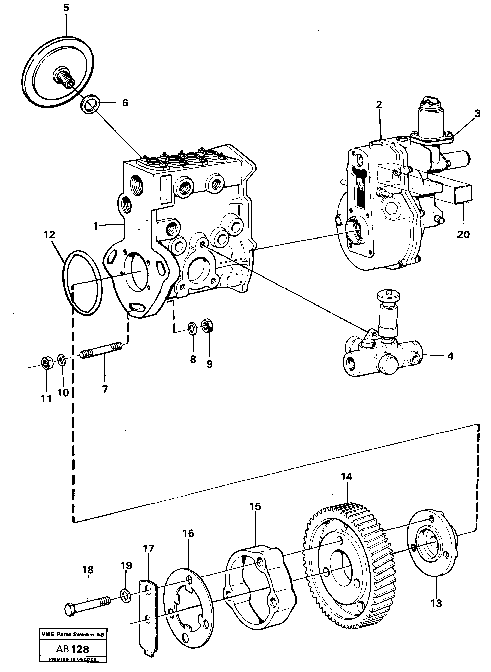 Схема запчастей Volvo L50 - 5115 Fuel injection pump with fitting parts L50 L50 S/N 6401- / 60301- USA