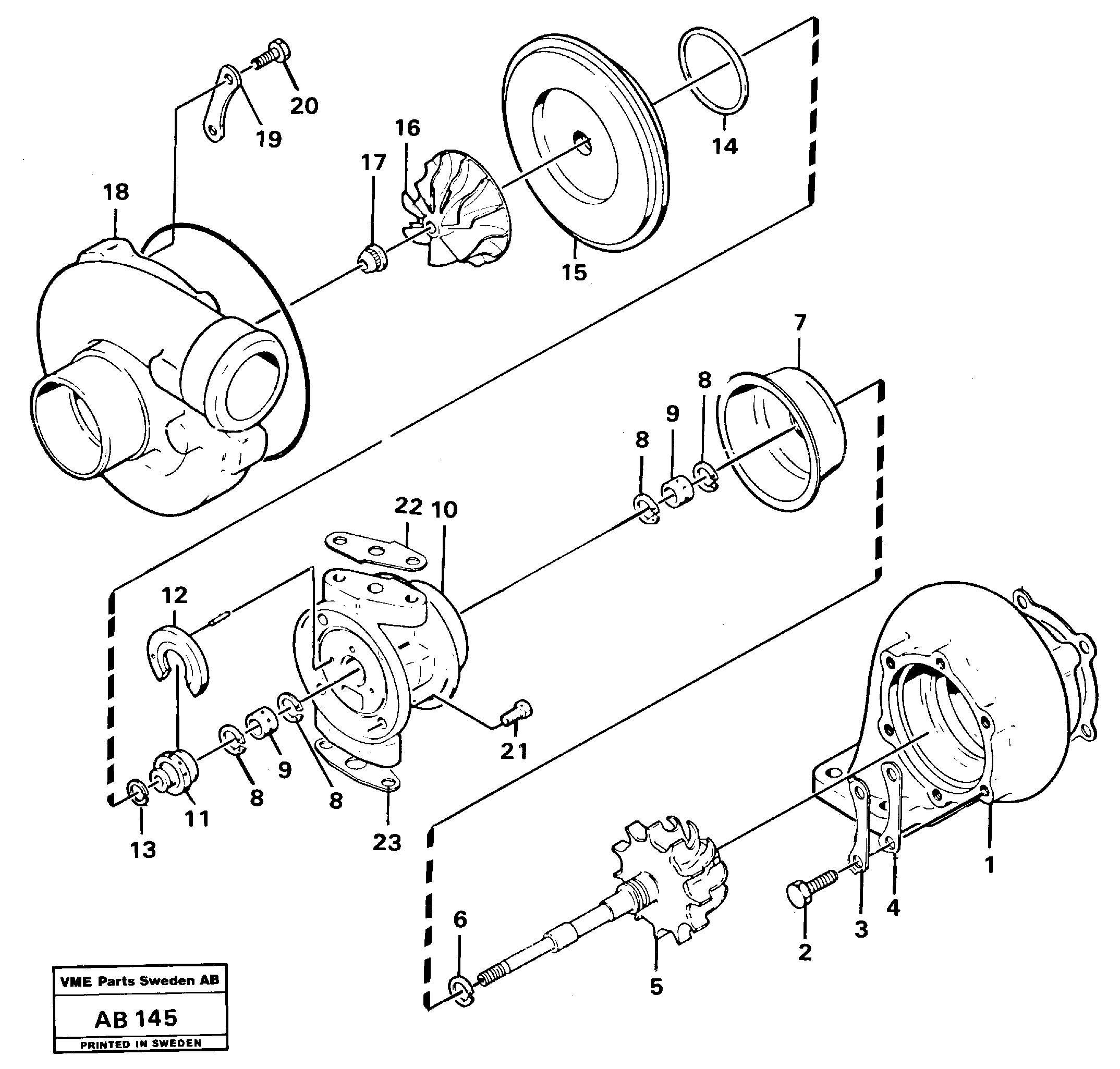 Схема запчастей Volvo L50 - 10904 Турбокомпрессор (турбина) L50 L50 S/N 6401- / 60301- USA