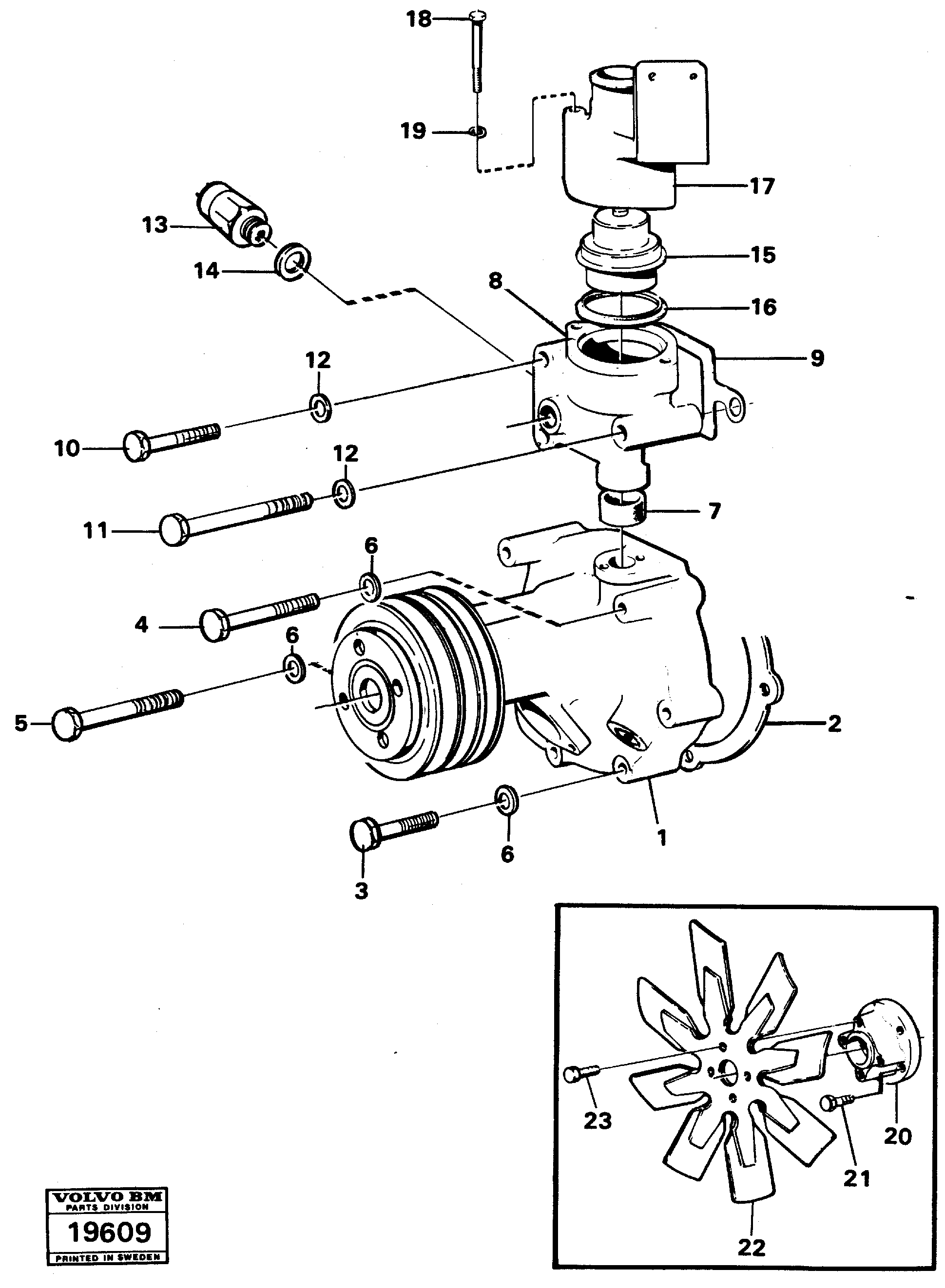 Схема запчастей Volvo L50 - 40572 Water pump with thermostat L50 L50 S/N -6400/-60300 USA