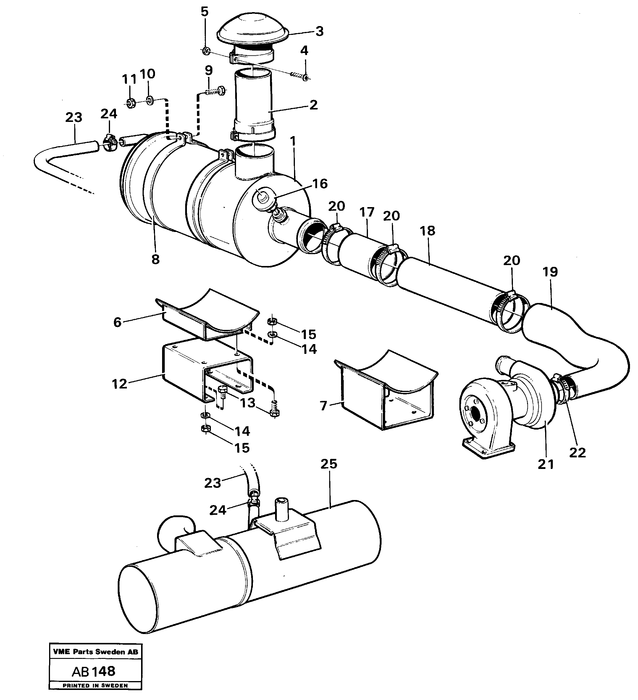 Схема запчастей Volvo L50 - 26557 Система впуска L50 L50 S/N 6401- / 60301- USA