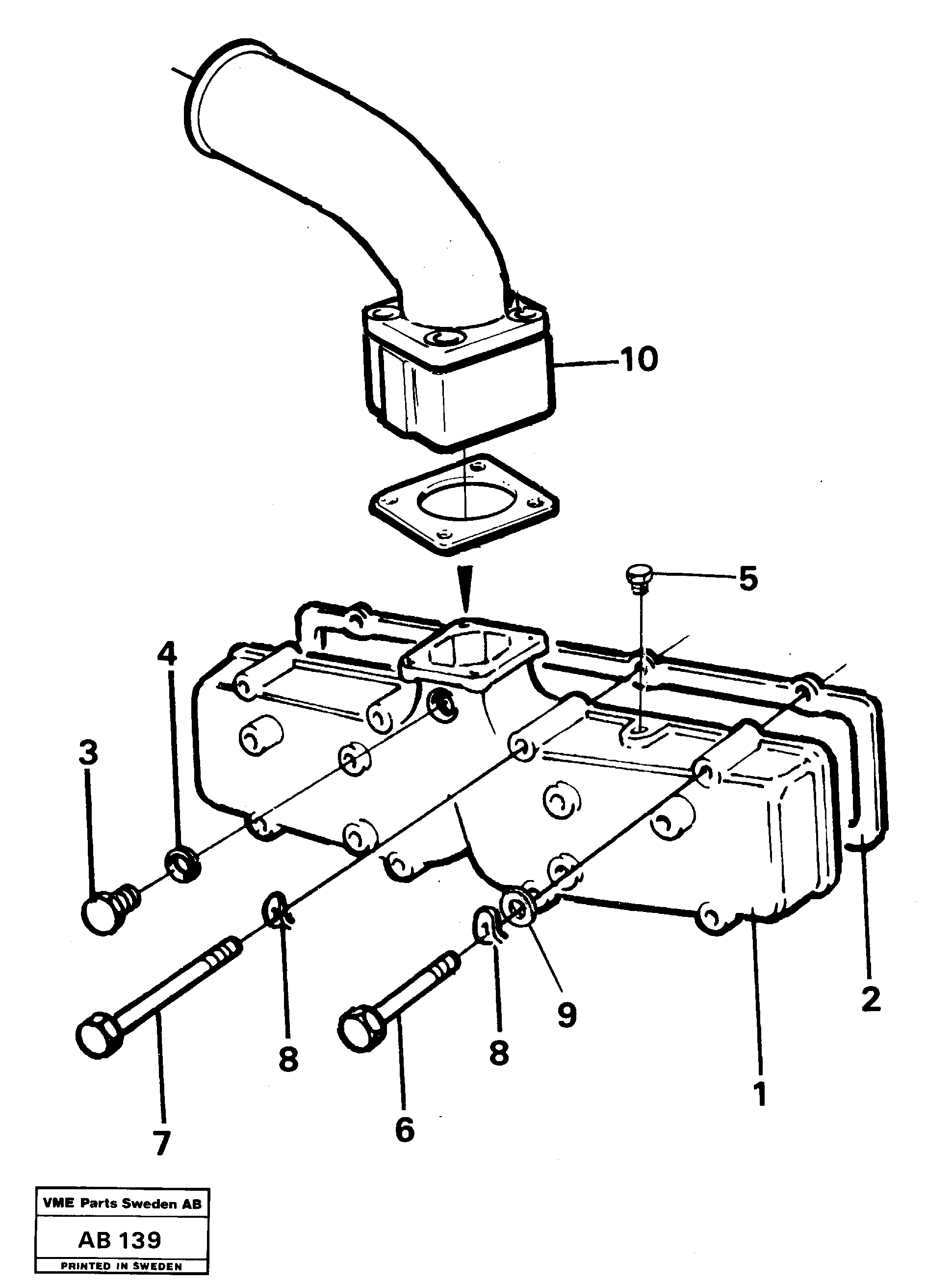 Схема запчастей Volvo L50 - 55945 Inlet manifold L50 L50 S/N 6401- / 60301- USA