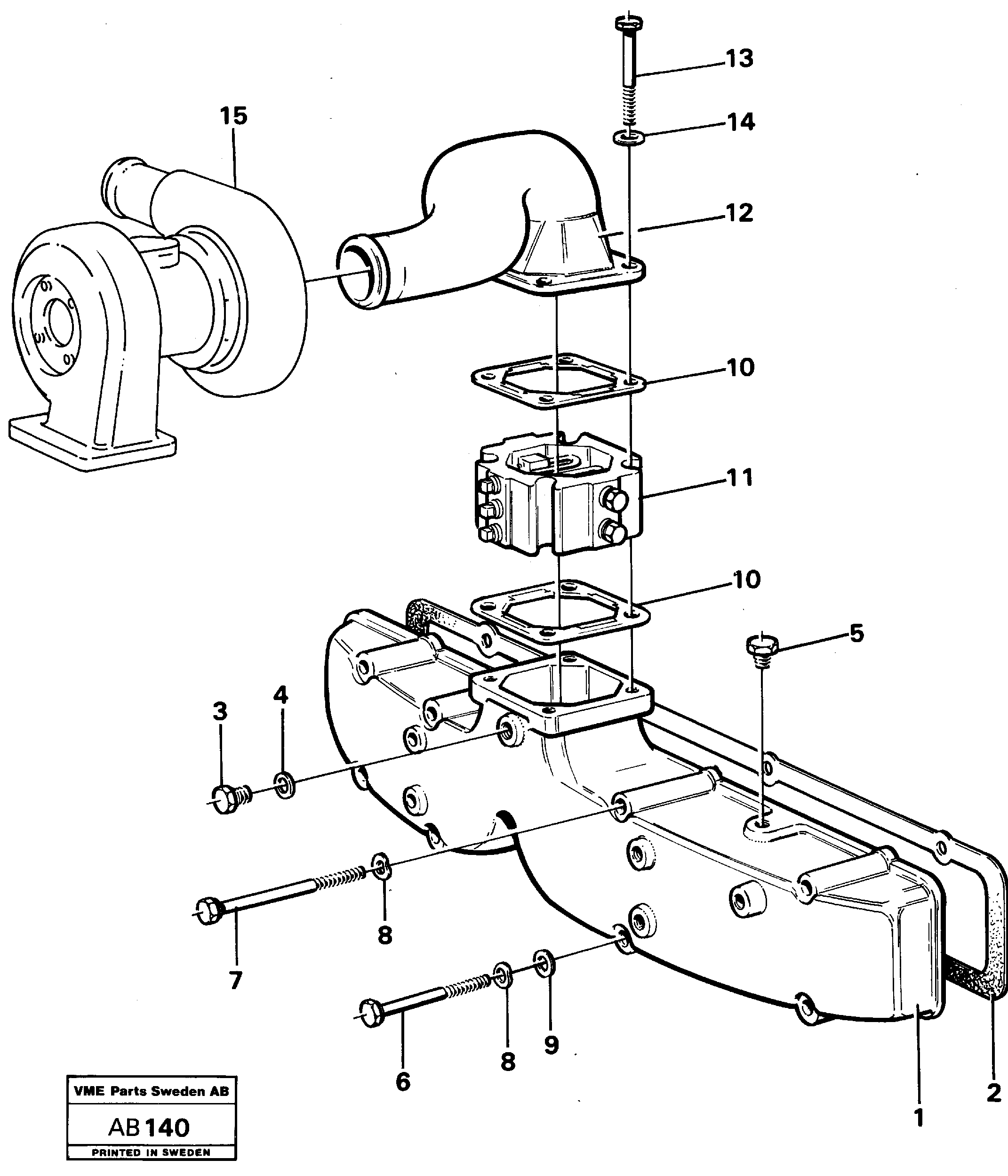 Схема запчастей Volvo L50 - 55946 Inlet manifold L50 L50 S/N 6401- / 60301- USA