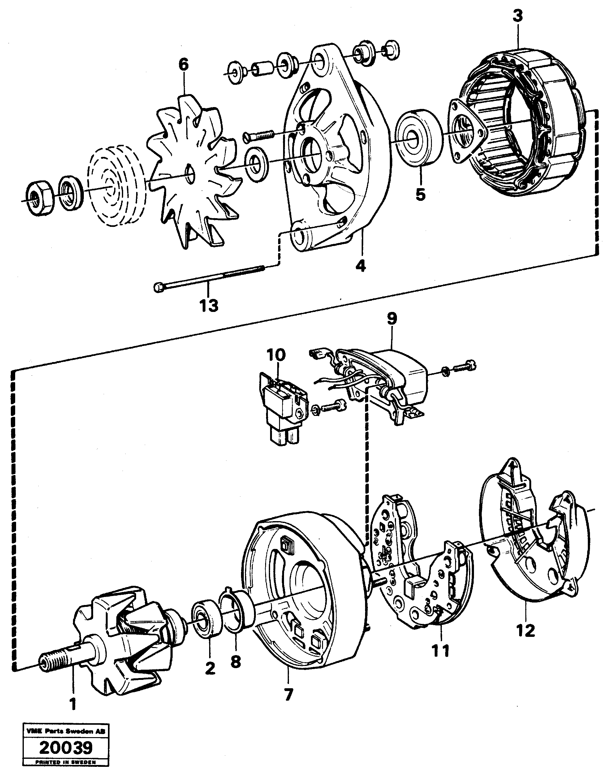 Схема запчастей Volvo L50 - 13040 Alternator L50 L50 S/N -6400/-60300 USA