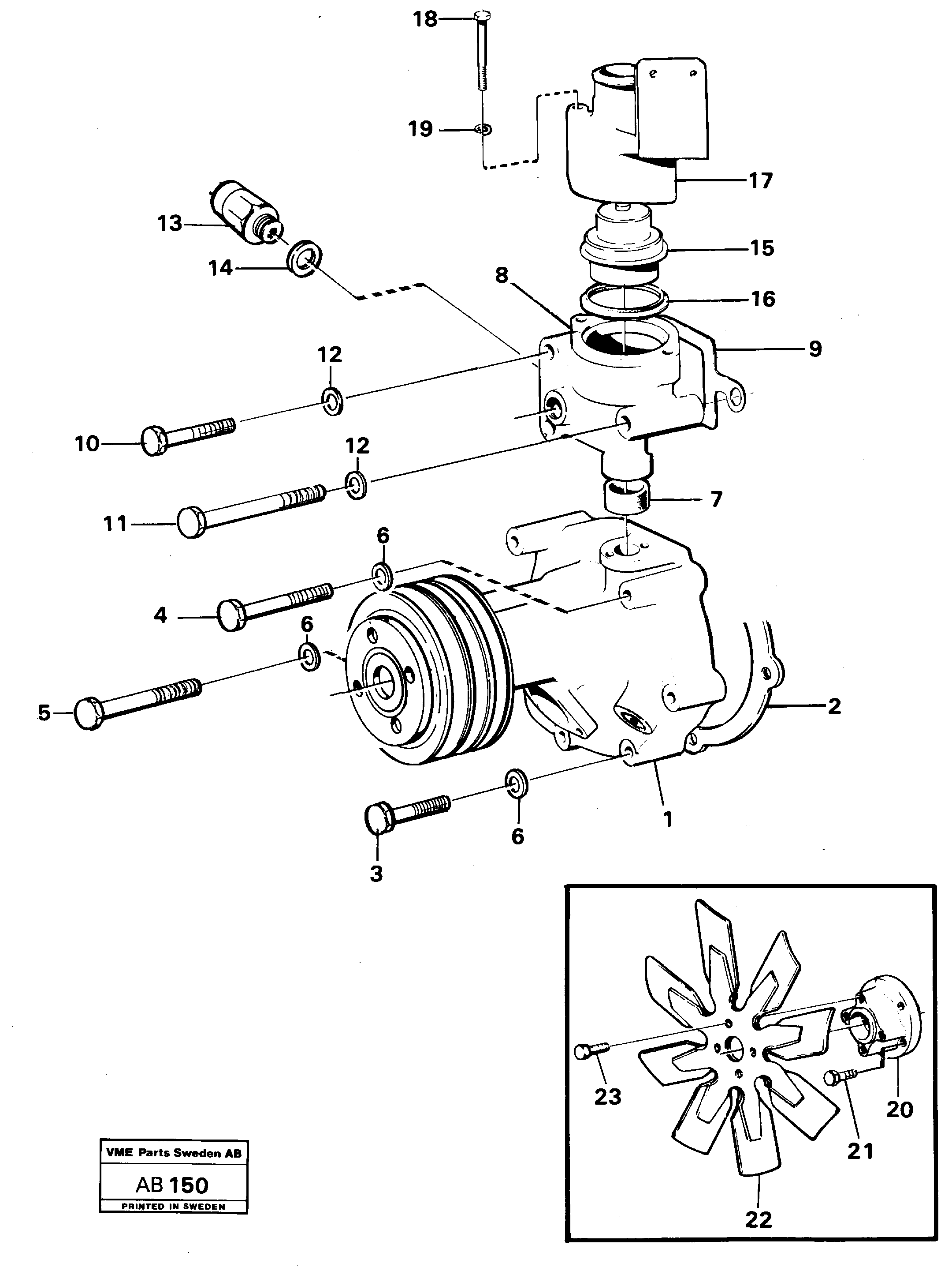 Схема запчастей Volvo L50 - 41204 Water pump with thermostat L50 L50 S/N 6401- / 60301- USA