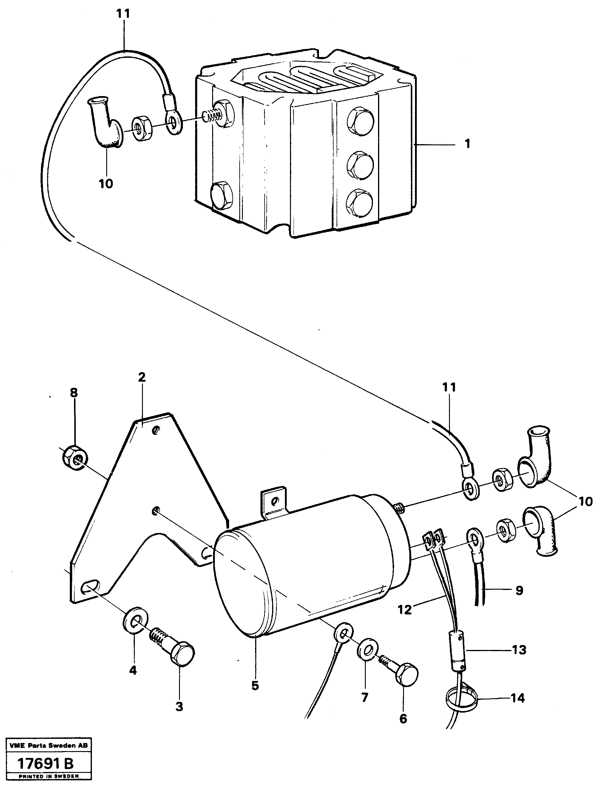 Схема запчастей Volvo L50 - 3802 Starter element mountings L50 L50 S/N -6400/-60300 USA