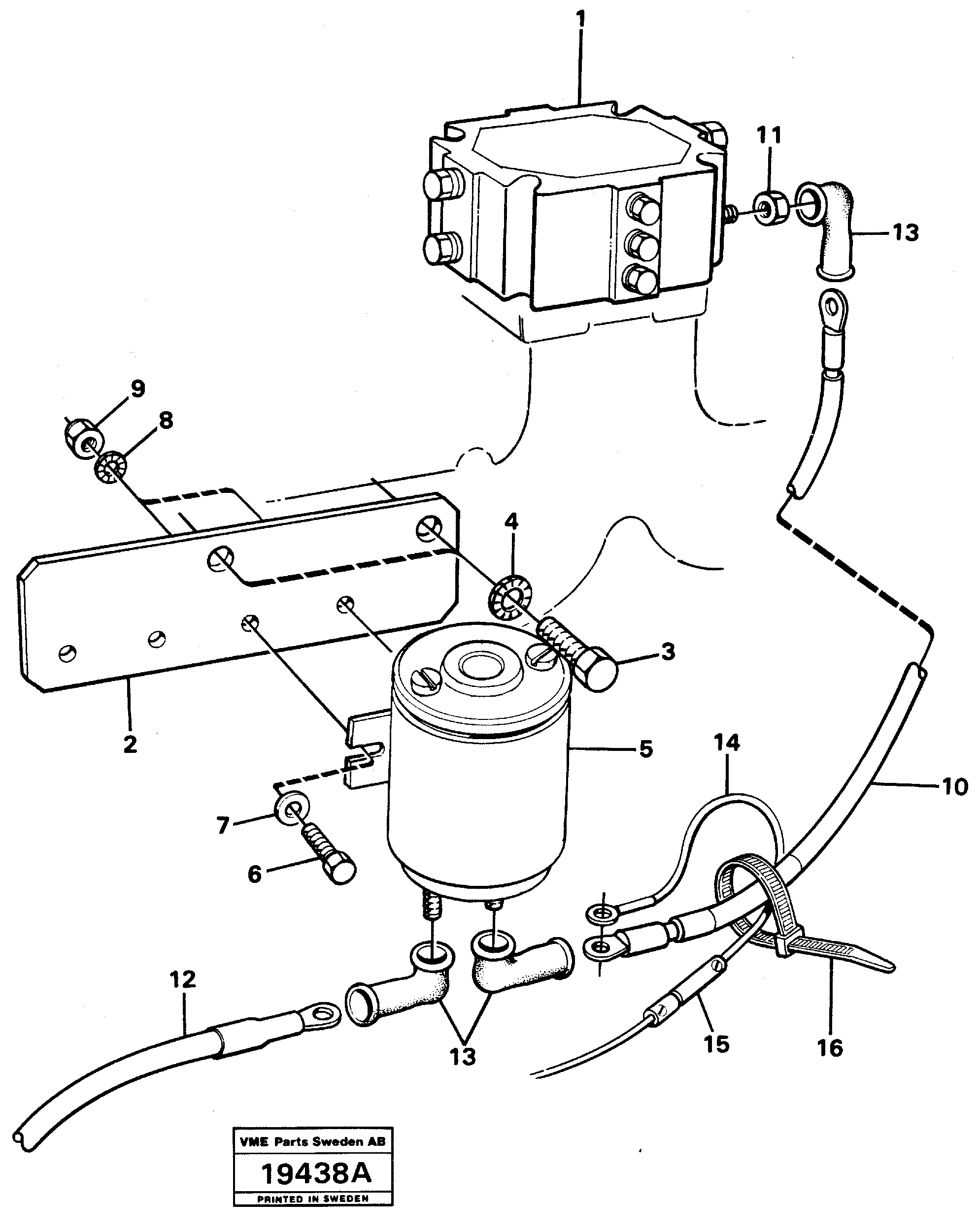 Схема запчастей Volvo L50 - 3811 Starter element mountings L50 L50 S/N -6400/-60300 USA