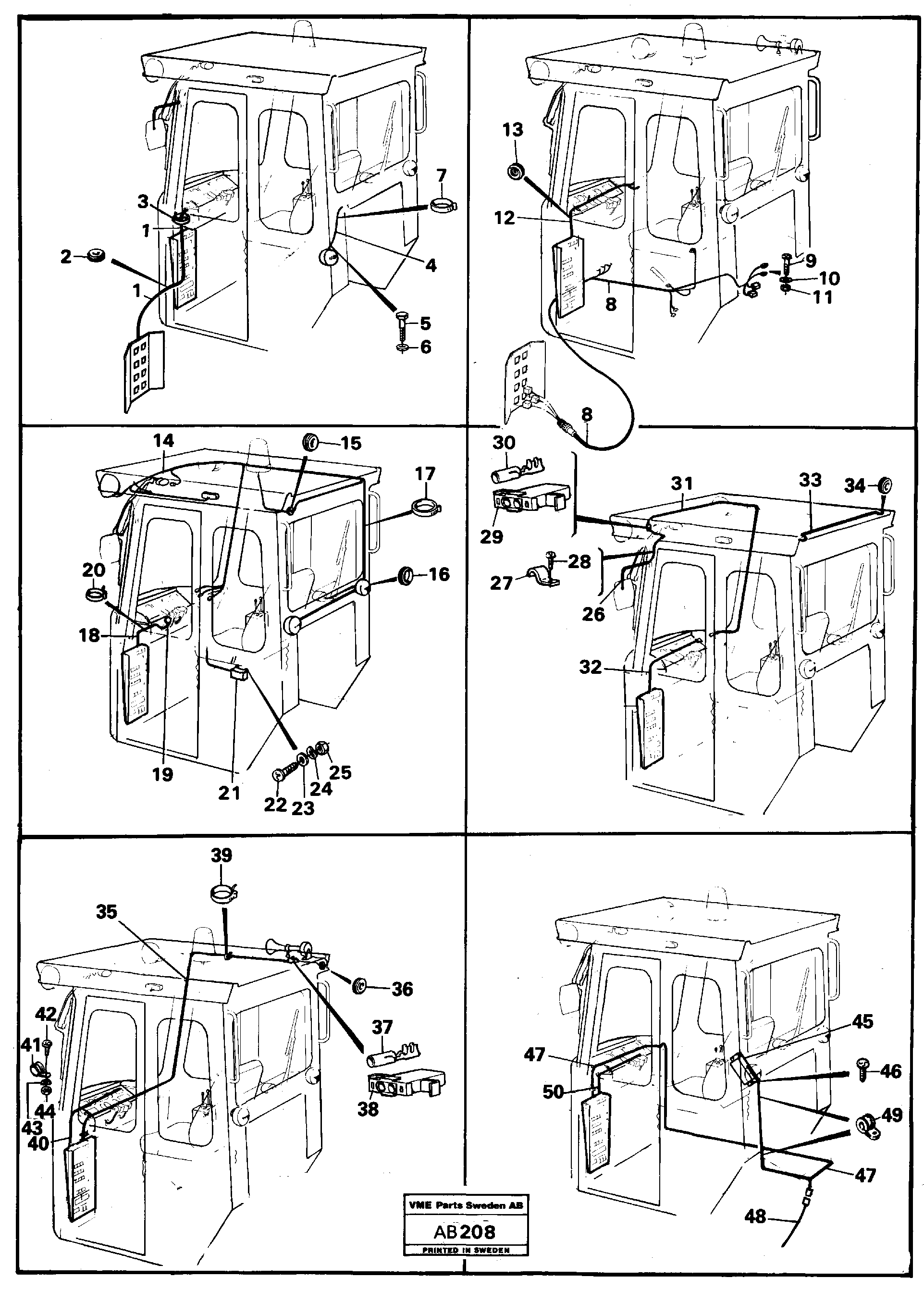 Схема запчастей Volvo L50 - 50504 Electrical system cab L50 L50 S/N 6401- / 60301- USA