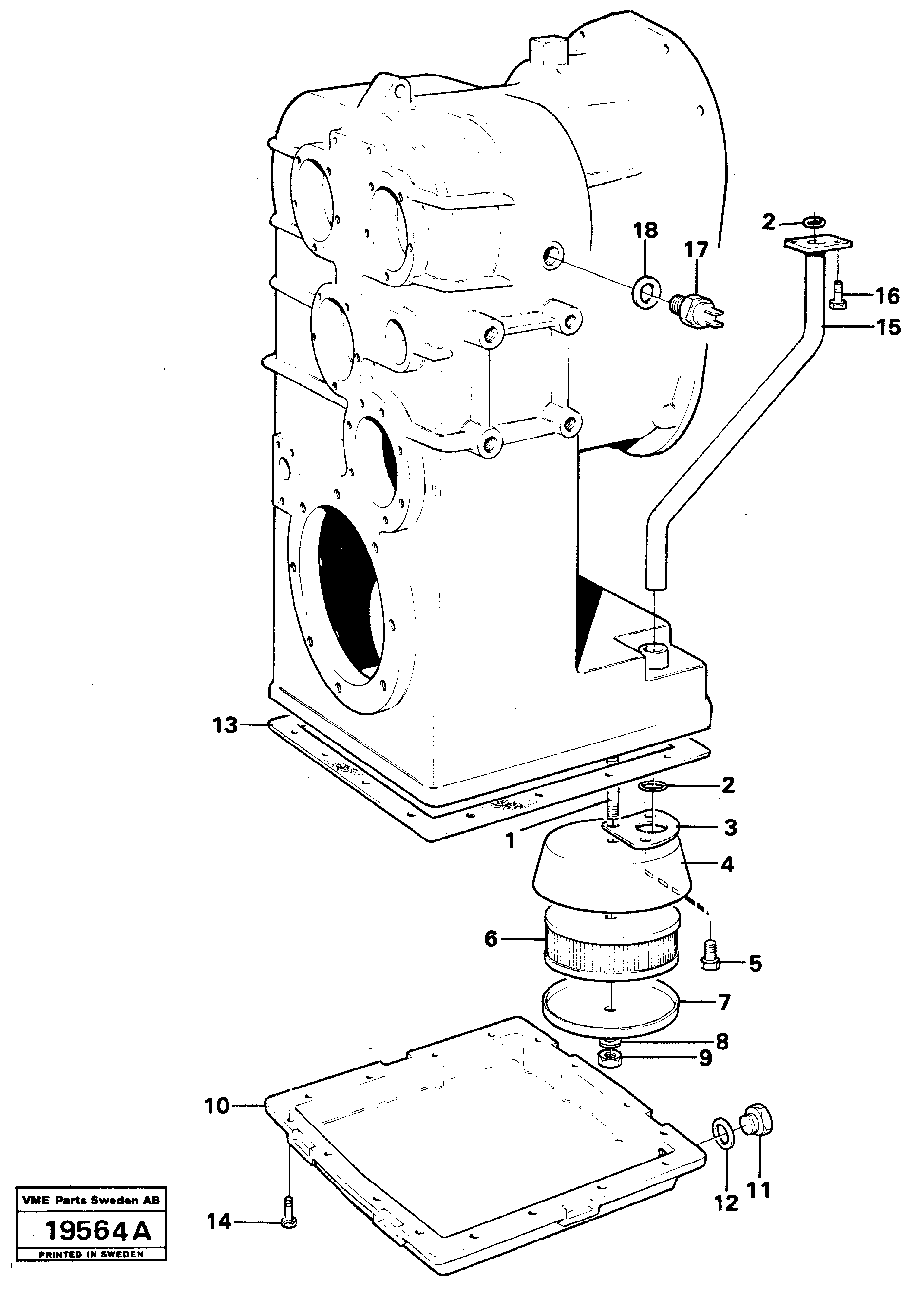 Схема запчастей Volvo L50 - 82385 Clutch housing with fitting parts L50 L50 S/N -6400/-60300 USA