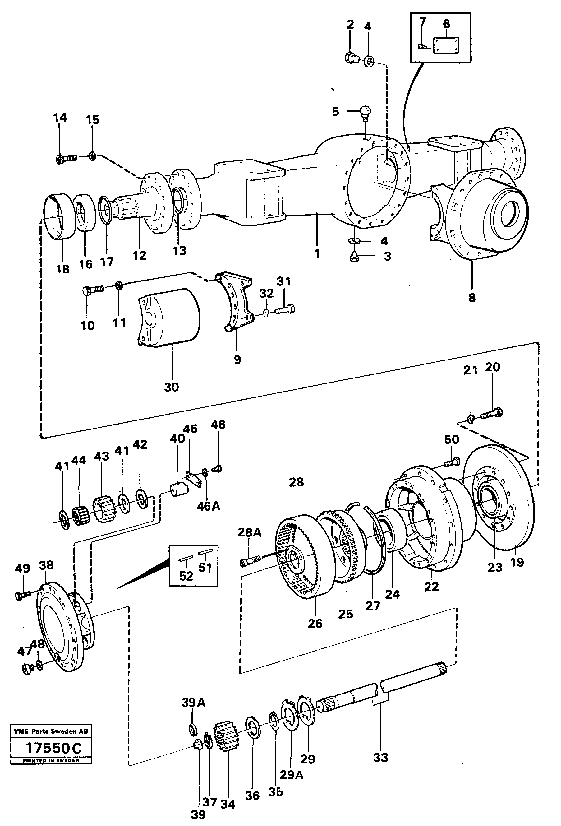 Схема запчастей Volvo L50 - 59734 Planet shaft, rear L50 L50 S/N -6400/-60300 USA