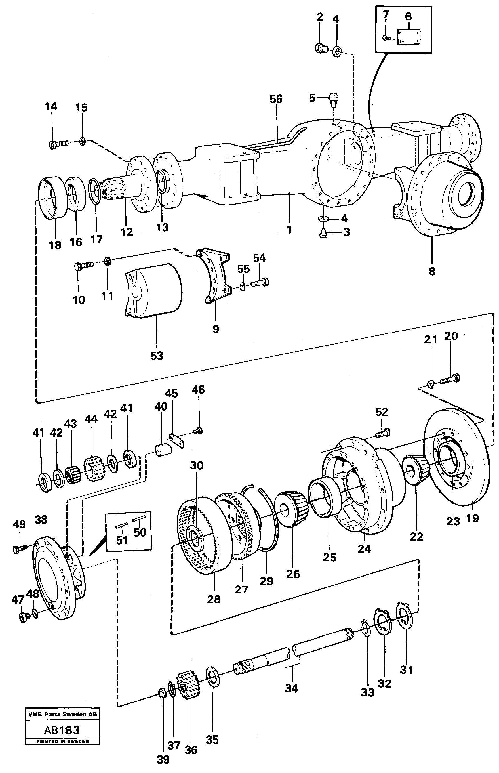 Схема запчастей Volvo L50 - 2634 Planetary axle, rear L50 L50 S/N 6401- / 60301- USA