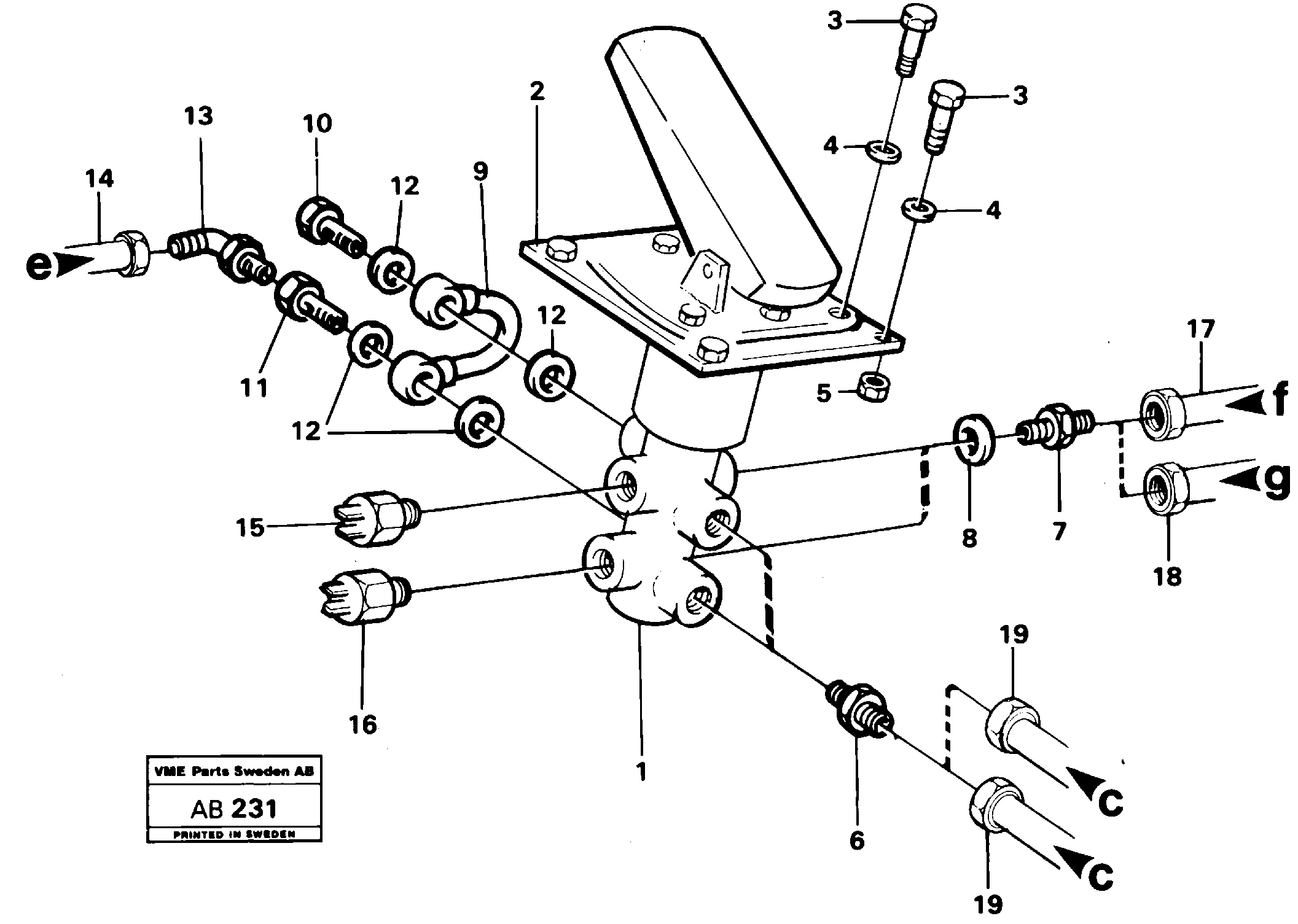 Схема запчастей Volvo L50 - 20977 Footbrake valve with mountings L50 L50 S/N 6401- / 60301- USA