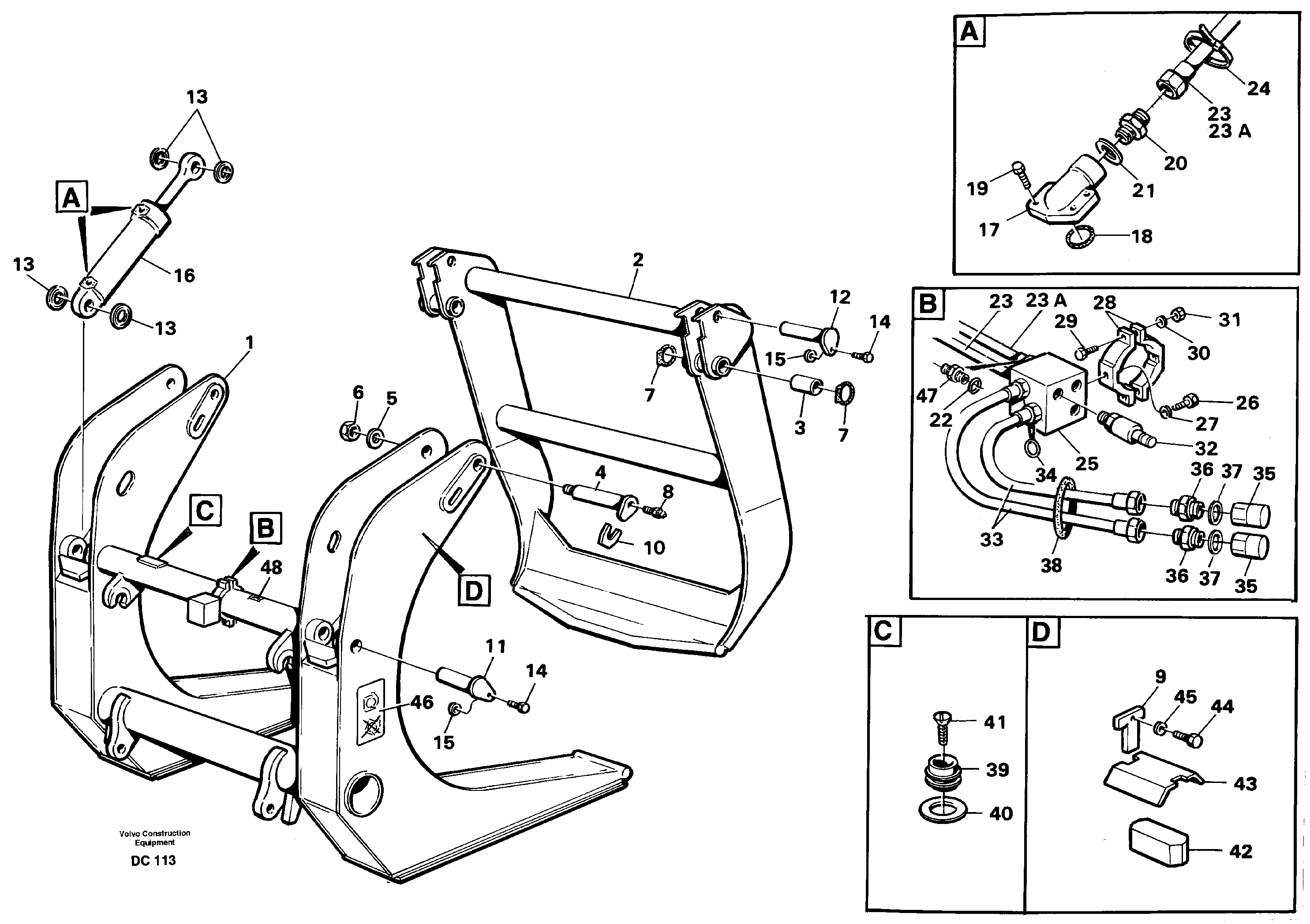 Схема запчастей Volvo L50 - 32179 Whole-stem grapple ATTACHMENTS ATTACHMENTS WHEEL LOADERS GEN. - C