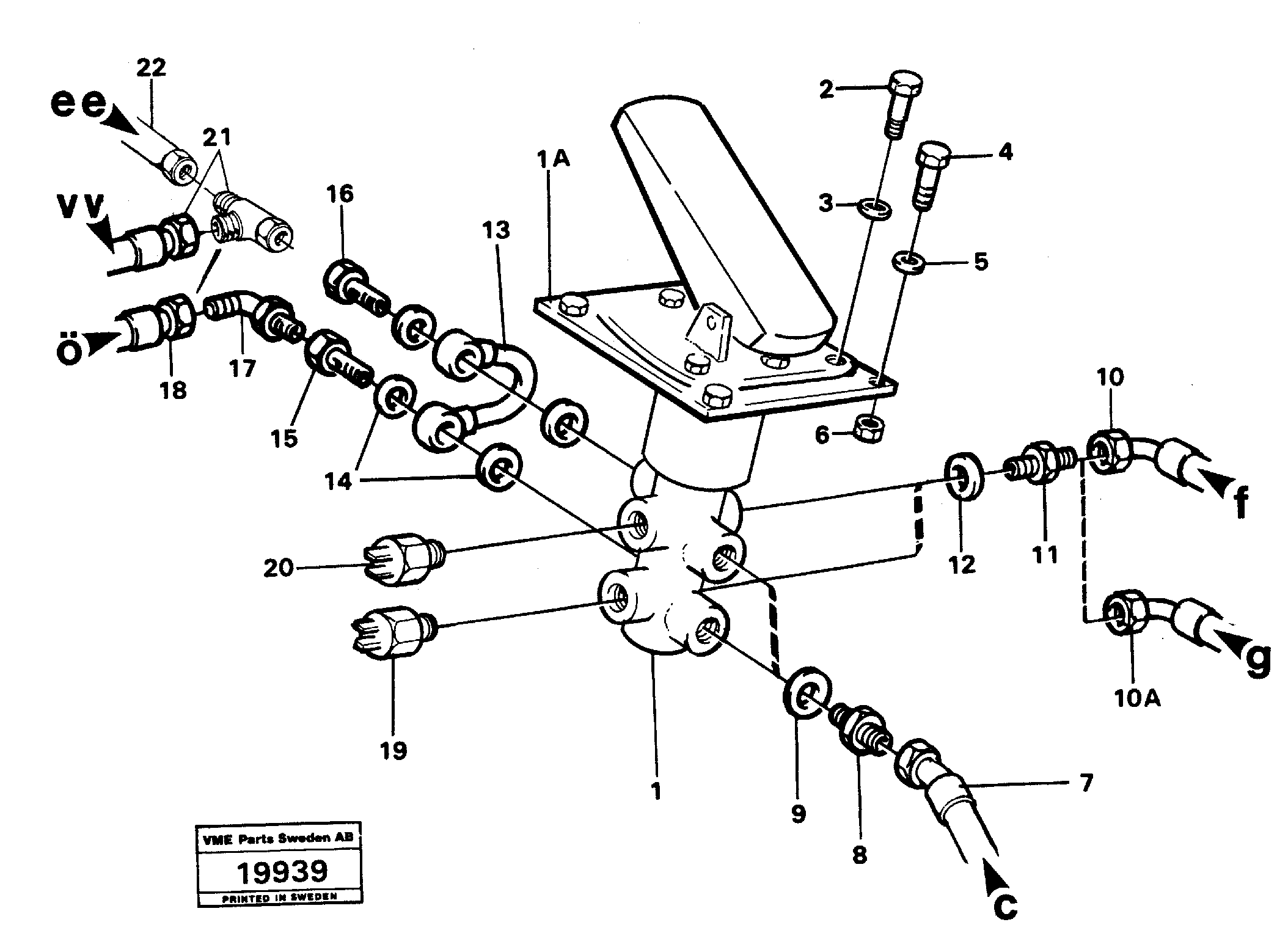 Схема запчастей Volvo L50 - 23610 Footbrake valve with mountings L50 L50 S/N -6400/-60300 USA