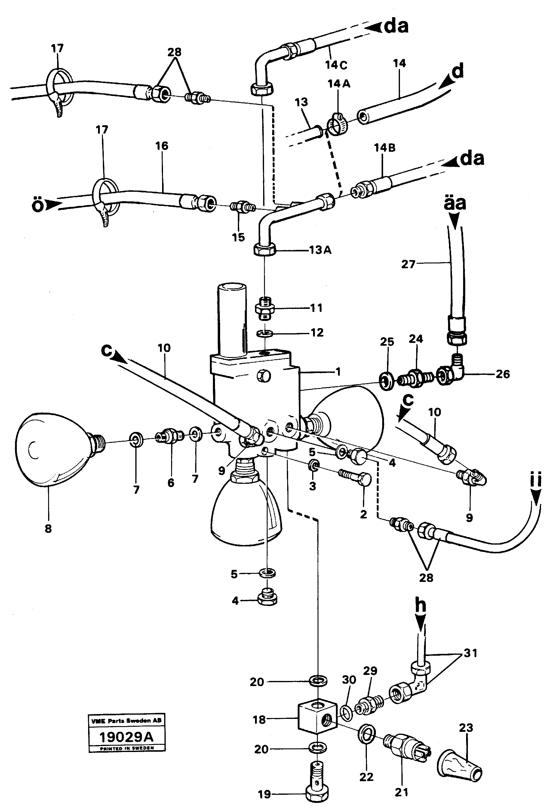 Схема запчастей Volvo L50 - 99589 Valve with fitting parts L50 L50 S/N -6400/-60300 USA