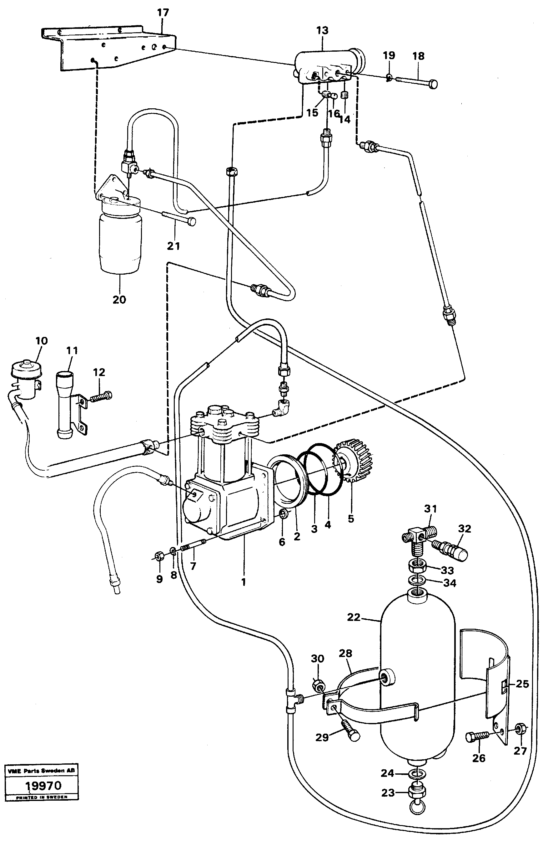 Схема запчастей Volvo L50 - 31080 Compressor, regulator reservoir L50 L50 S/N -6400/-60300 USA