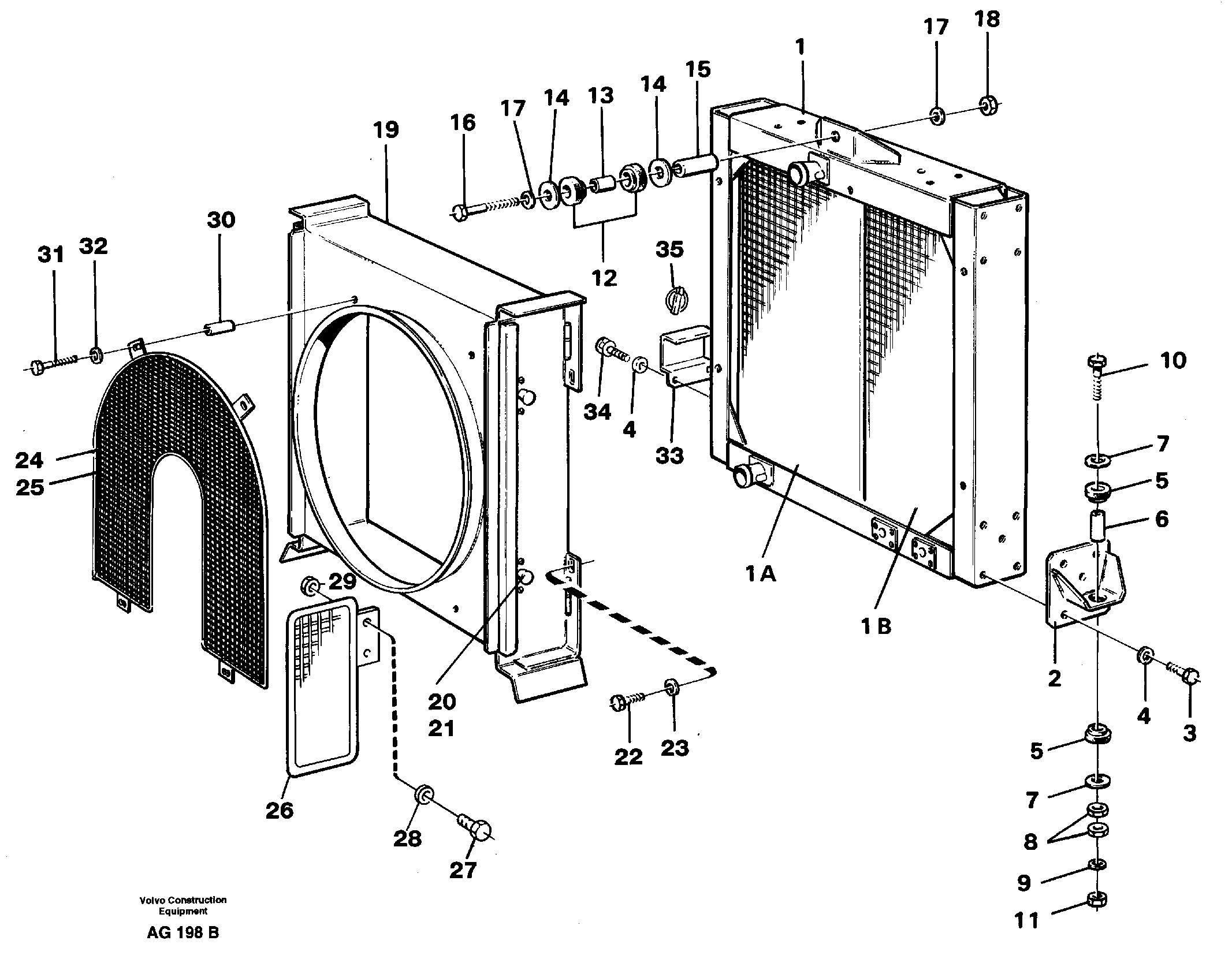 Схема запчастей Volvo L50B - 41371 Radiator, fitting L50B/L50C VOLVO BM VOLVO BM L50B/L50C SER NO - 10966
