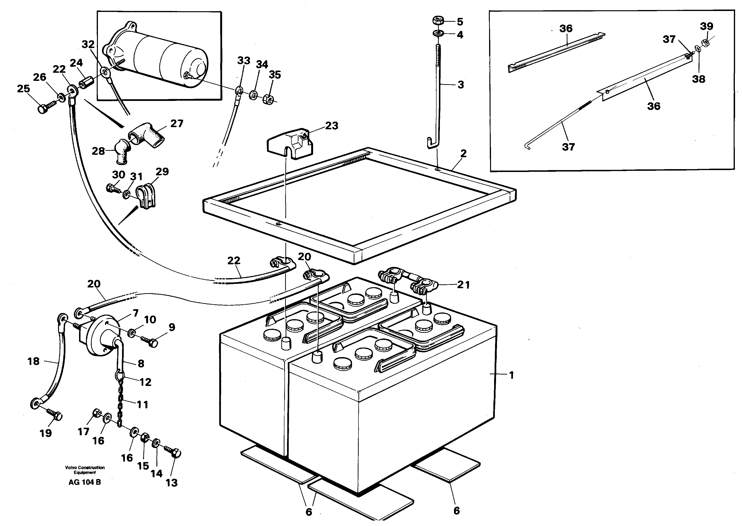 Схема запчастей Volvo L50B - 50869 Battery with fitting parts L50B/L50C VOLVO BM VOLVO BM L50B/L50C SER NO - 10966