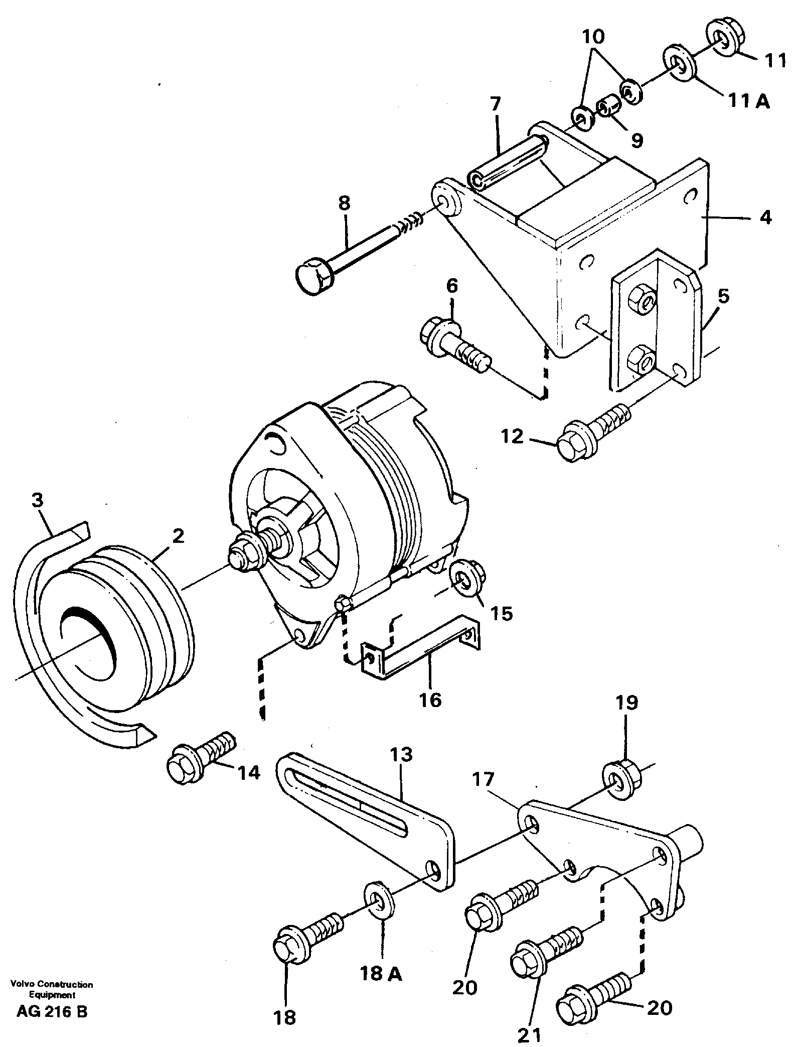 Схема запчастей Volvo L50B - 54933 Alternator Mounting L50B/L50C VOLVO BM VOLVO BM L50B/L50C SER NO - 10966